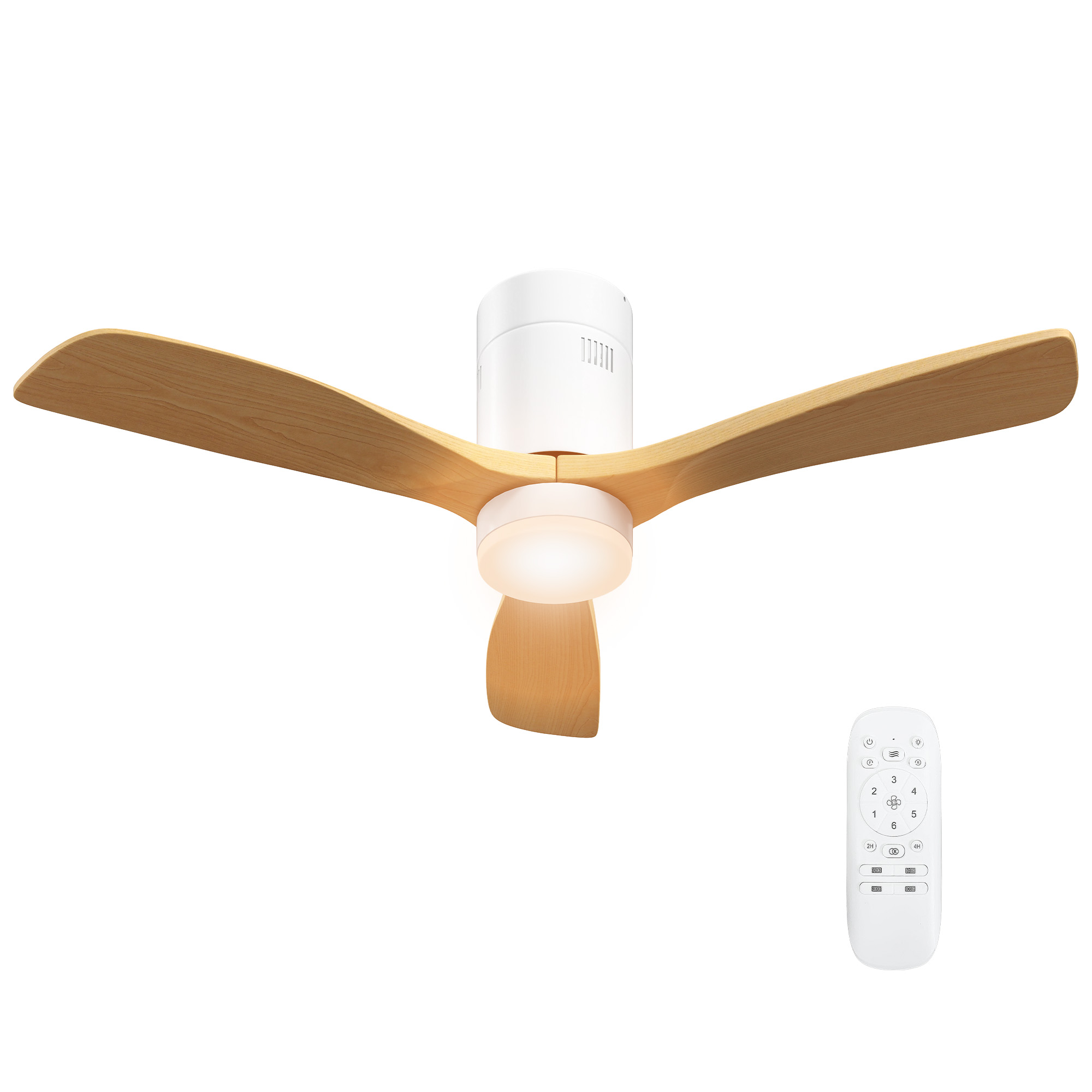 Deckenventilator Mit Led-beleuchtung, 117 X 117 X 29 Cm, Natur