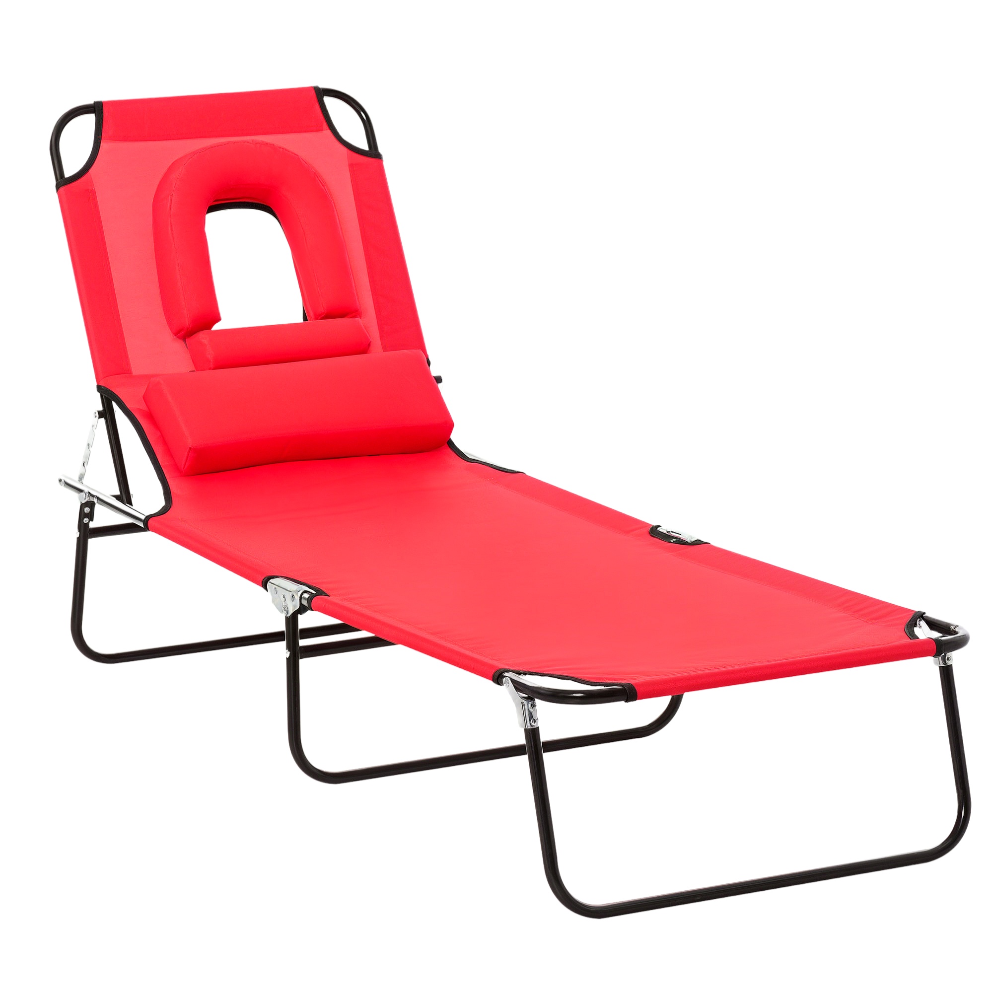 Klappbare Sonnenliege, 4-fach Verstellbar, 187 X 58 X 36 Cm, Rot