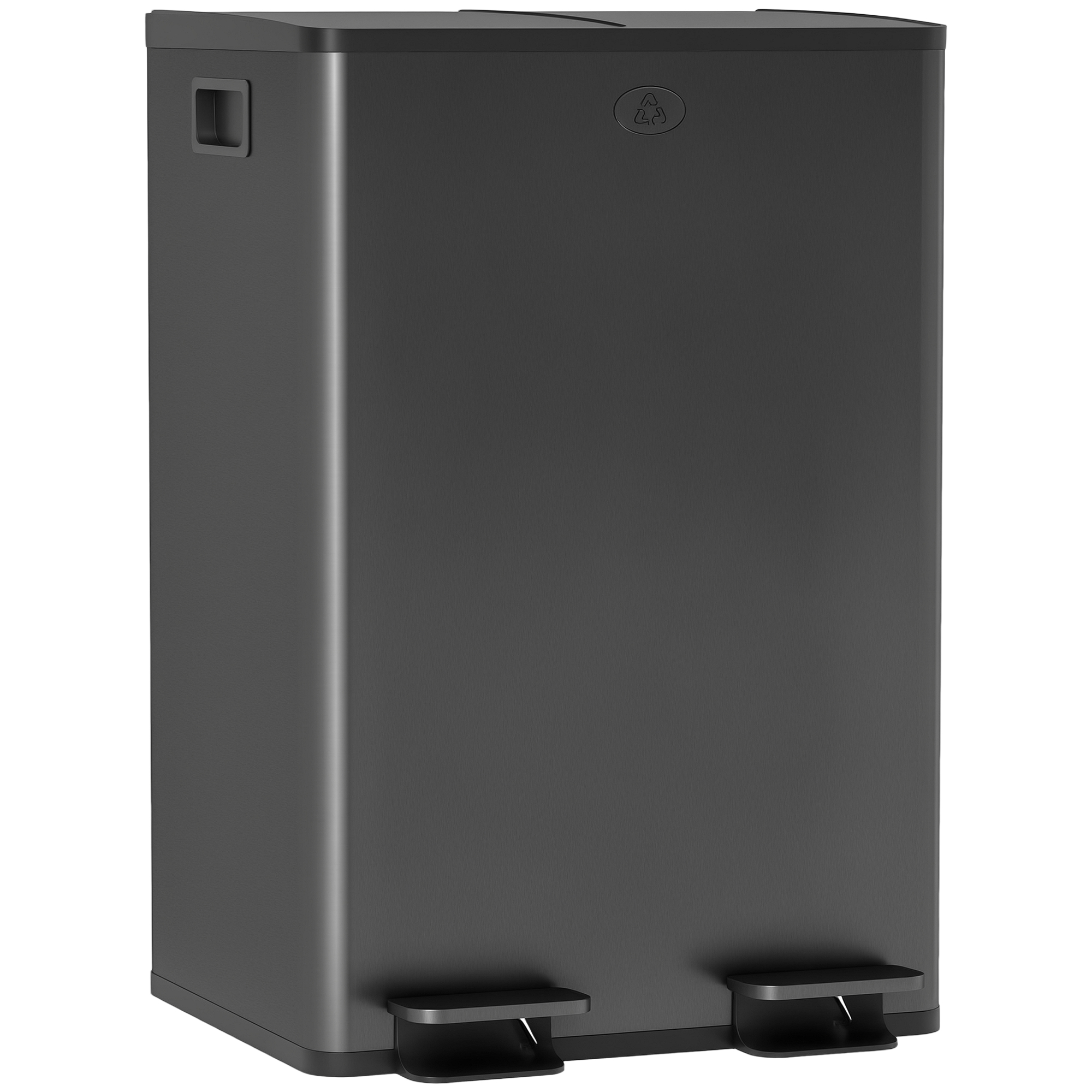 Küchenmülleimer 2 Fächer, 2 X 28 L, 45,8 X 36 X 67,6 Cm, Schwarz