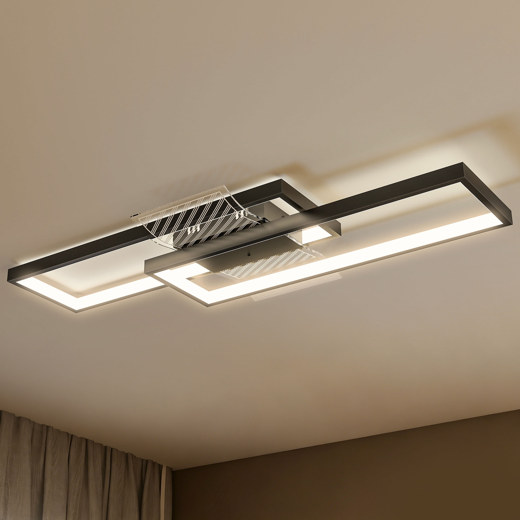 Rechteckige Led-deckenleuchte, 43 W, 70 X 30 X 7 Cm, Schwarz