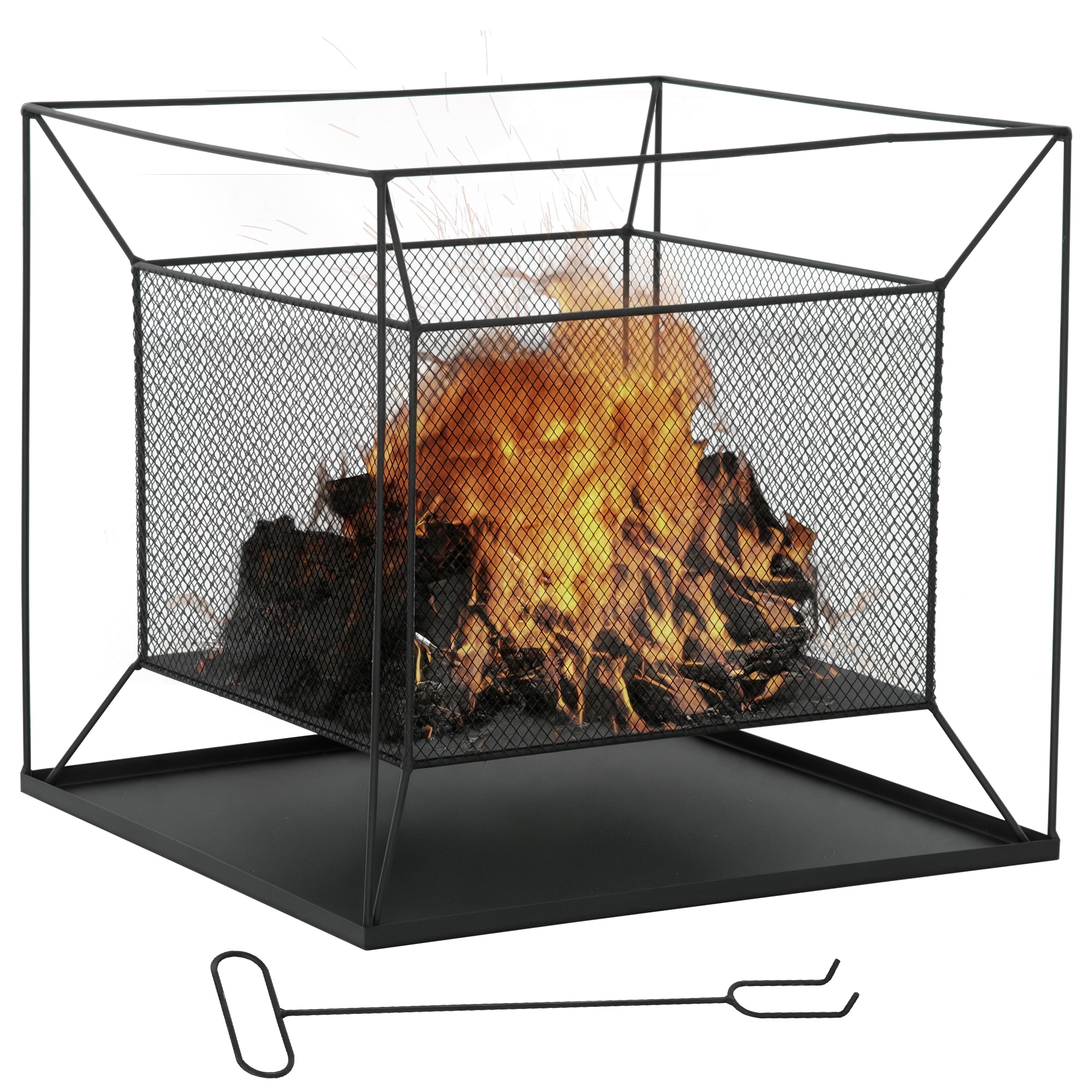 Feuerschale, Hitzebeständig, 45 X 45 X 43 Cm, Schwarz