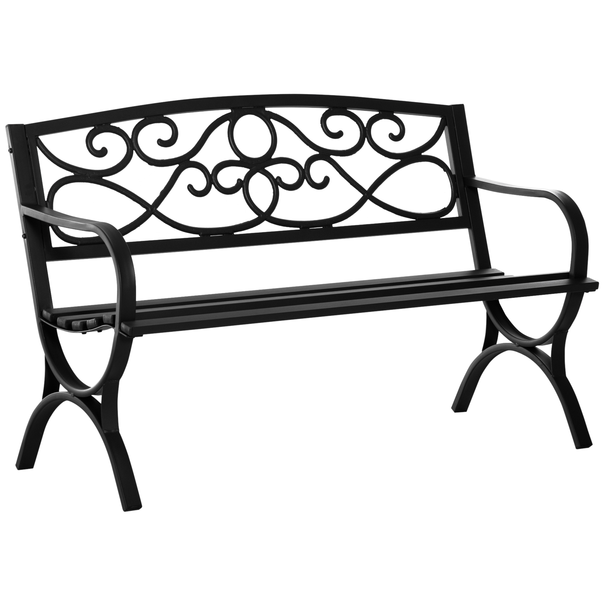 Gartenbank, Mit Rückenlehne, 128 X 58,5 X 85 Cm, Schwarz