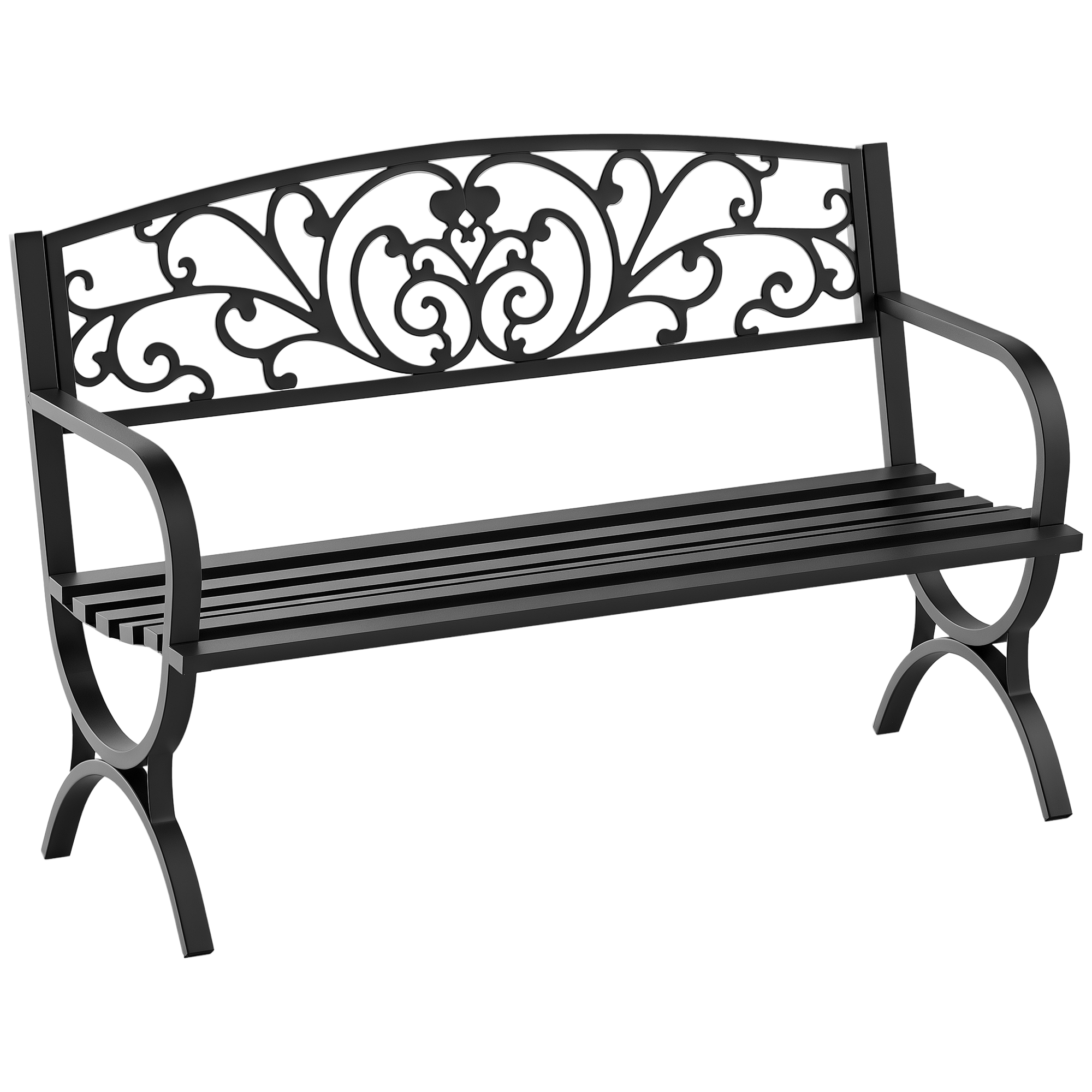 Gartenbank Mit Zwei Sitzplätzen, Belastbar Bis 240 Kg, 127 X 60 X 85 Cm, Schwarz