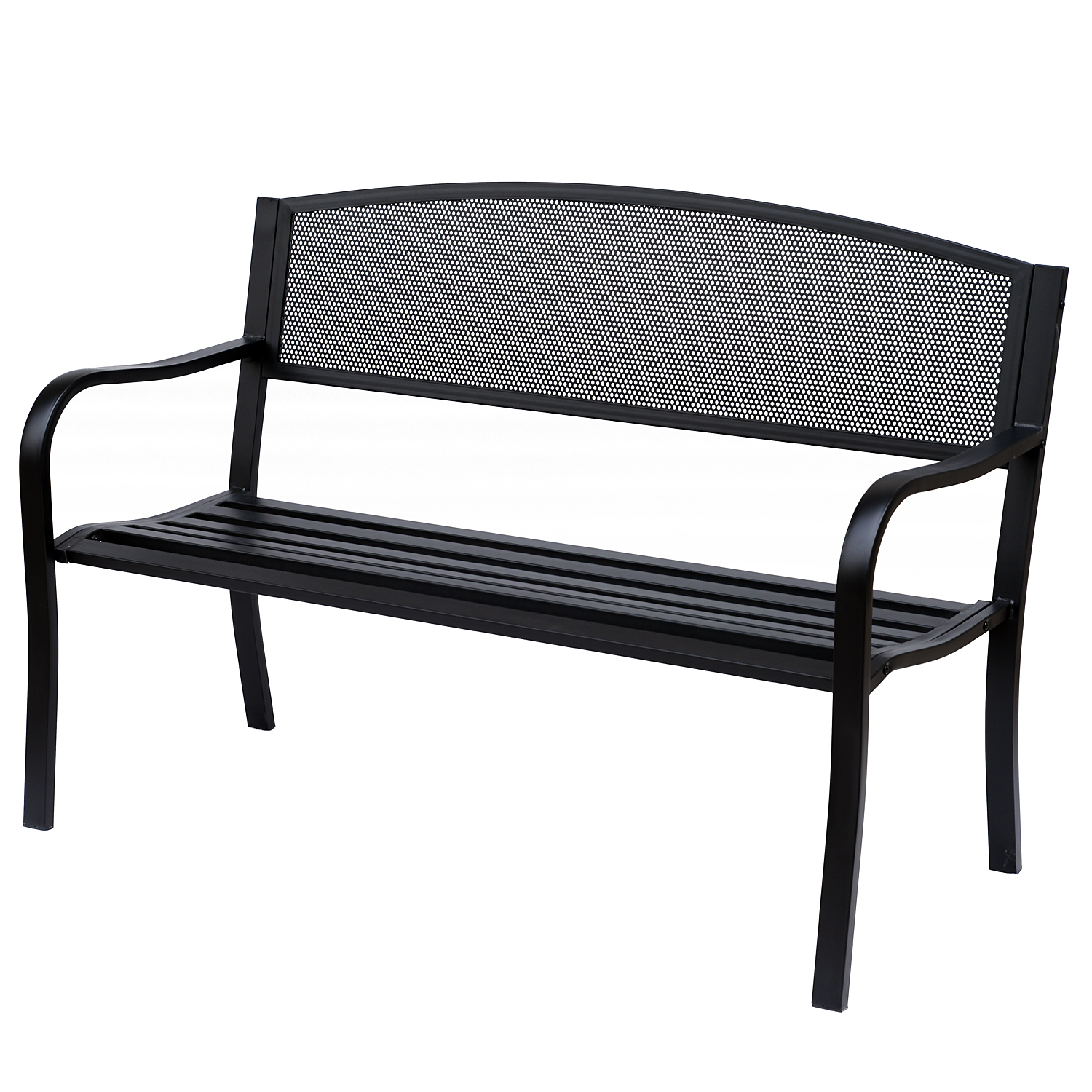 Gartenbank, 2 Komfortable Sitzplätze, 127 X 60 X 87 Cm, Schwarz