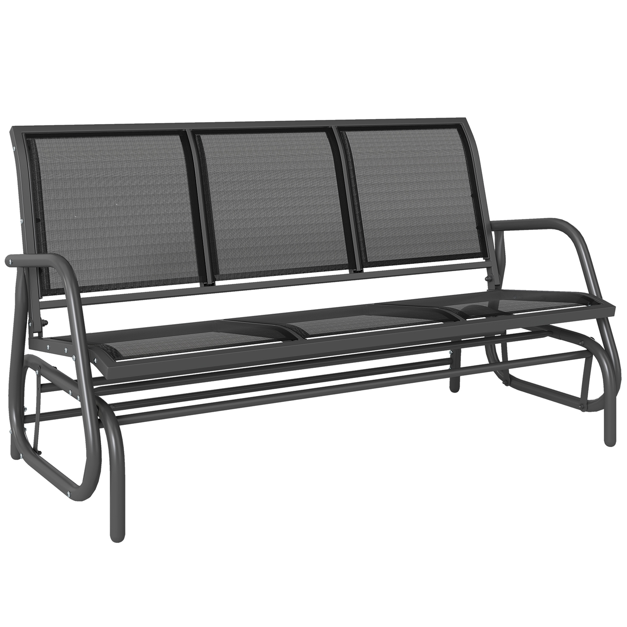 Gartenbank, 2 Komfortable Sitzplätze, 147 X 70 X 85 Cm, Schwarz