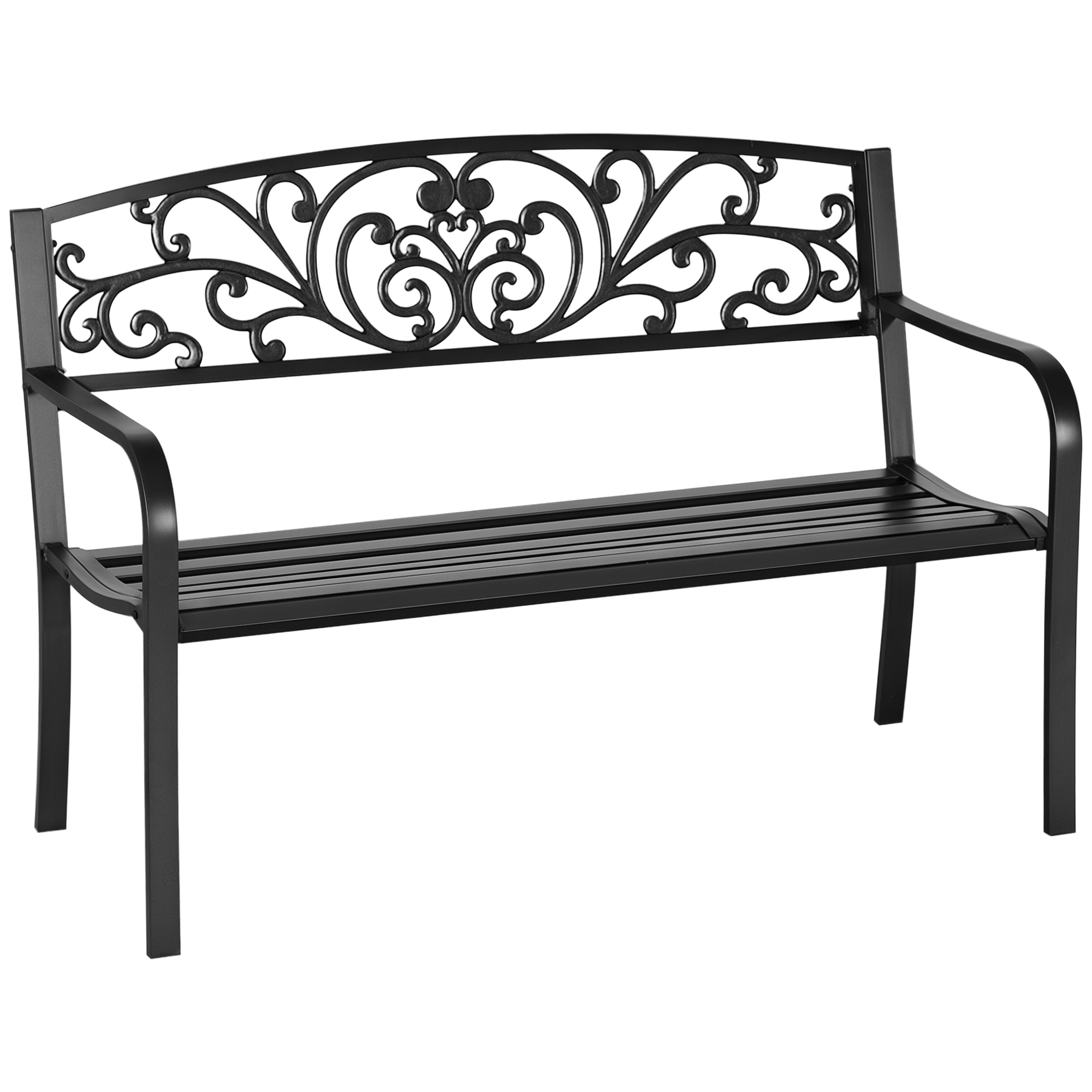 Gartenbank, Für 2 Personen, 127 X 60 X 87 Cm, Schwarz