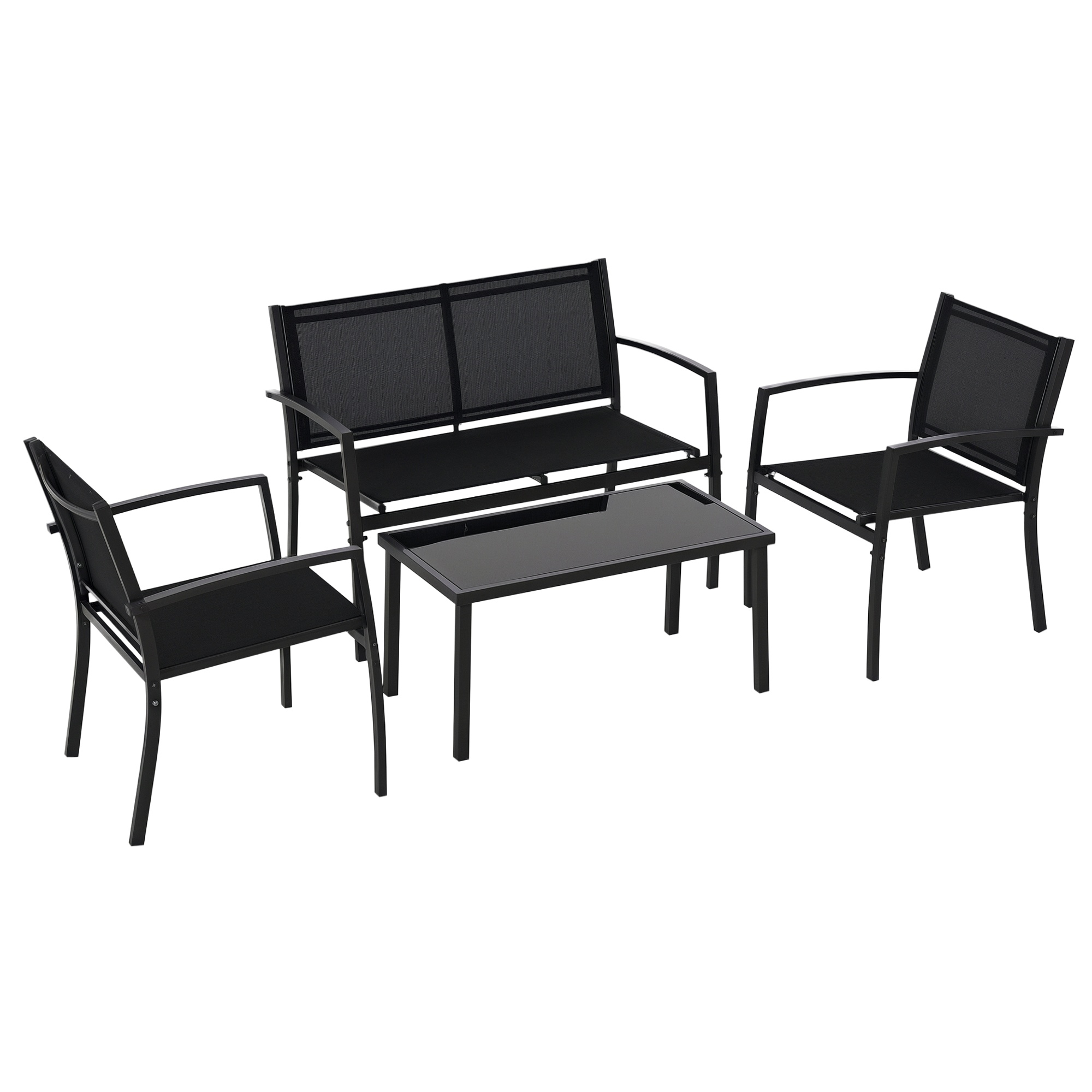Gartenmöbelset, Für Den Außenbereich, 105 X 60 X 77 Cm, Schwarz