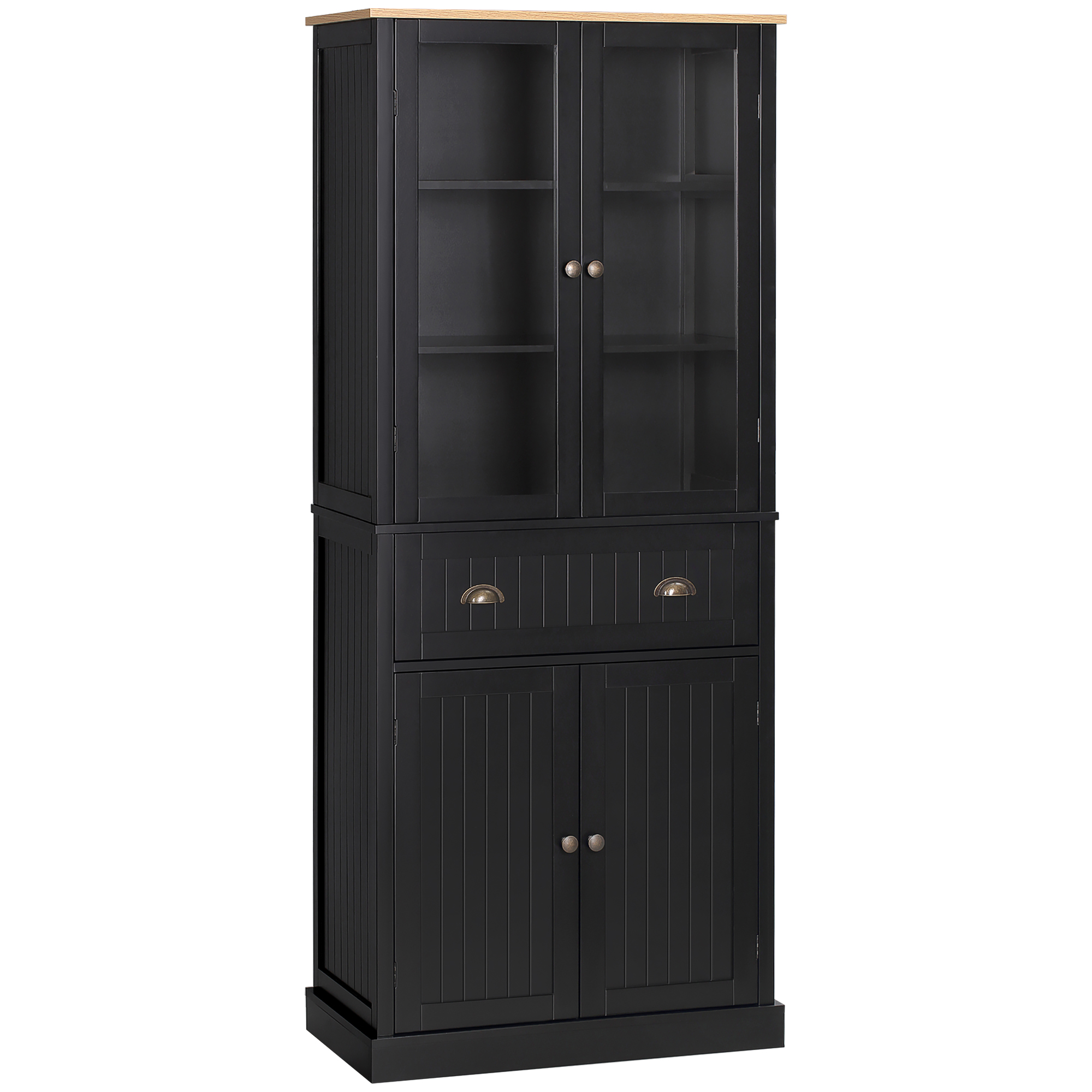 Küchensideboard, Mit Stauraum, 76 X 40 X 182,5 Cm, Schwarz