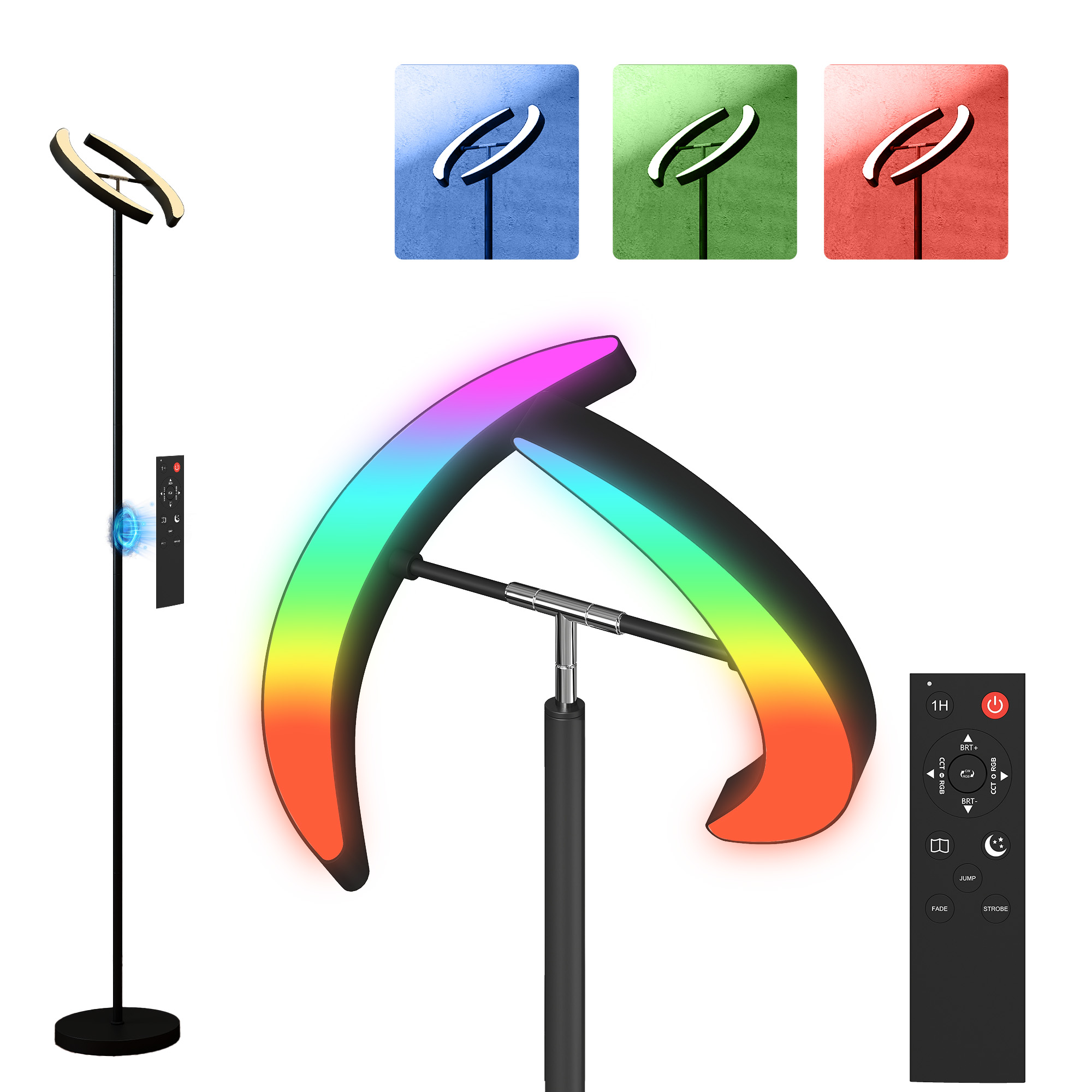 Verstellbare Design-stehlampe, 30 X 30 X 188 Cm, Schwarz