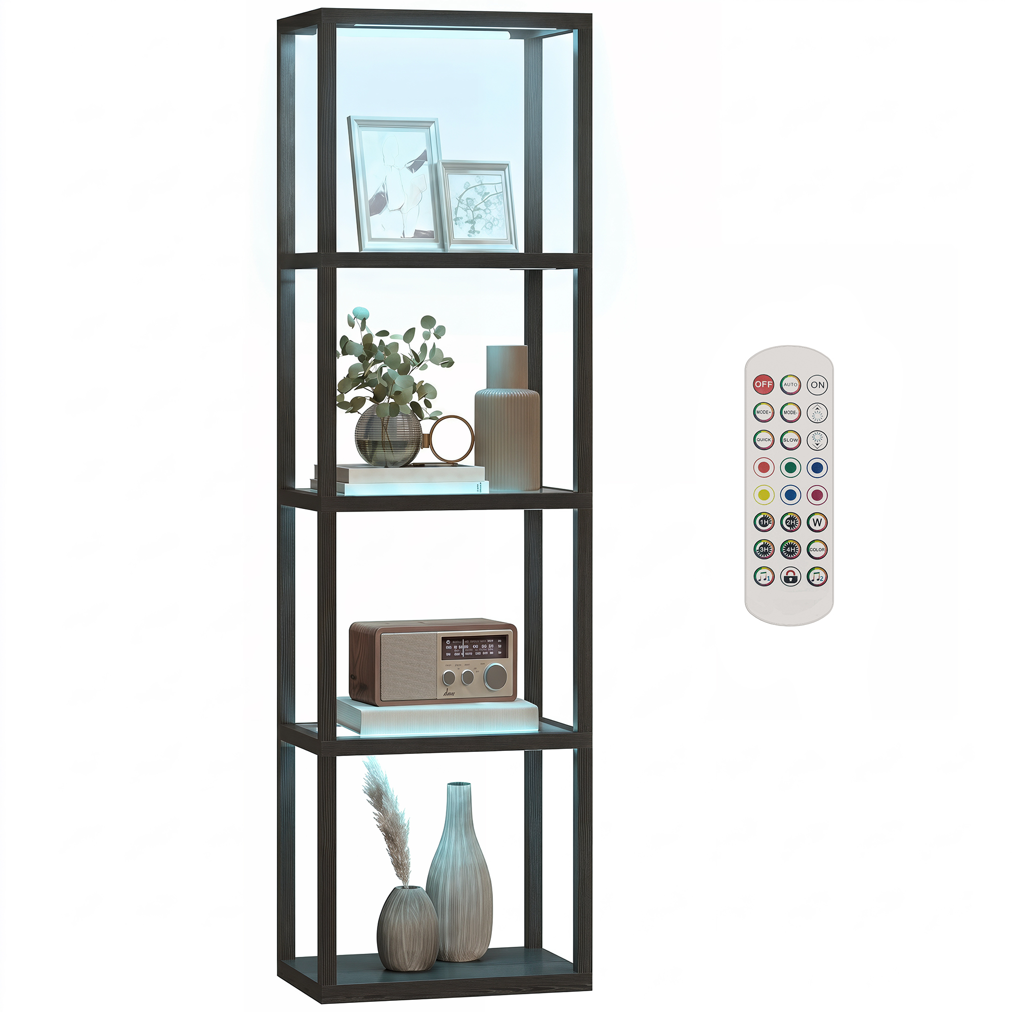 Stehlampe Mit Integrierten Regalen, 45 X 29 X 157 Cm, Schwarz