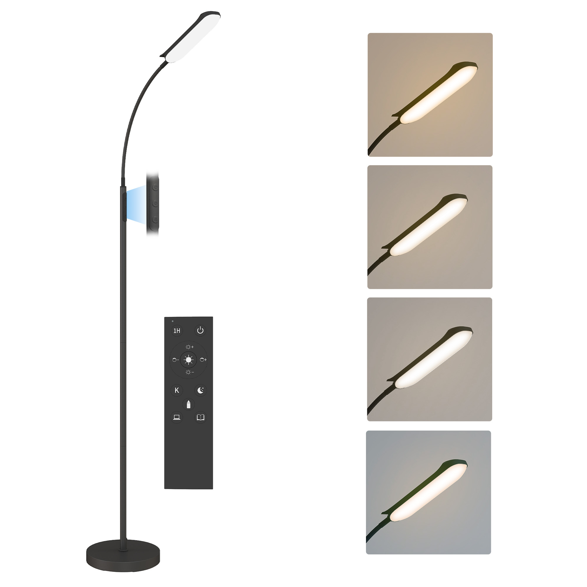 Stehlampe Mit Touch-fernbedienung, 22 X 22 X 175 Cm, Schwarz