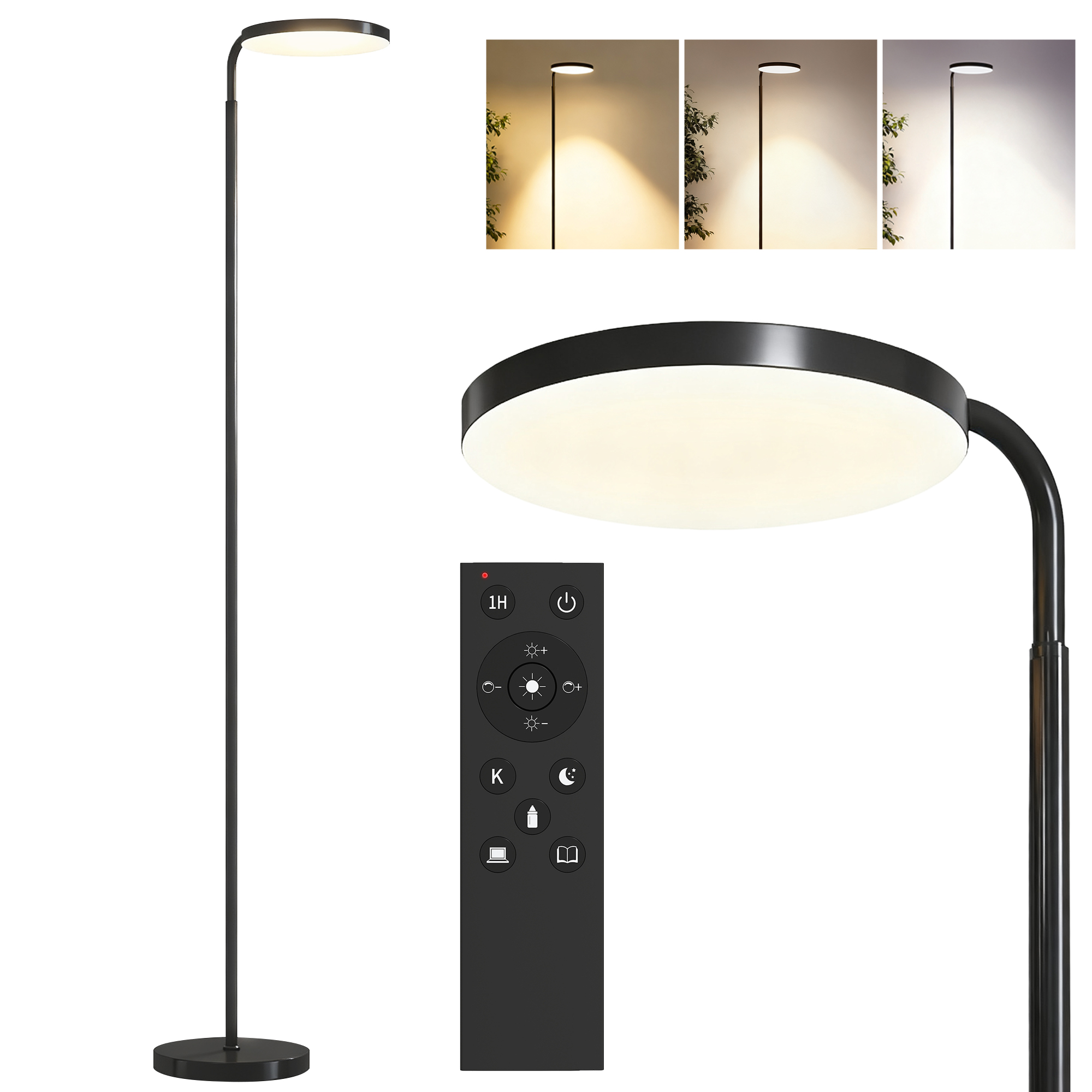 Led-stehlampe, Drehbarer Kopf 350°, 41 X 25 X 177 Cm, Schwarz
