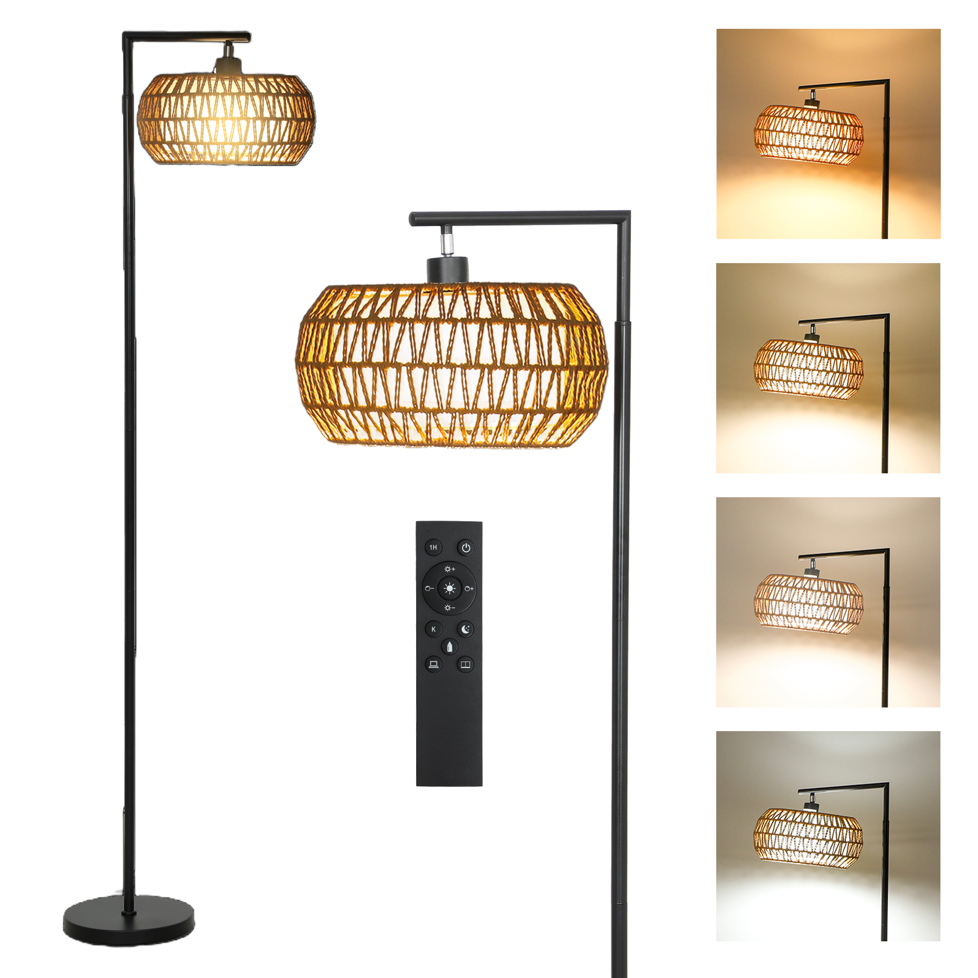 Stehlampe, Dimmbar, 3 Temperaturen, 52 X 33 X 170 Cm, Schwarz