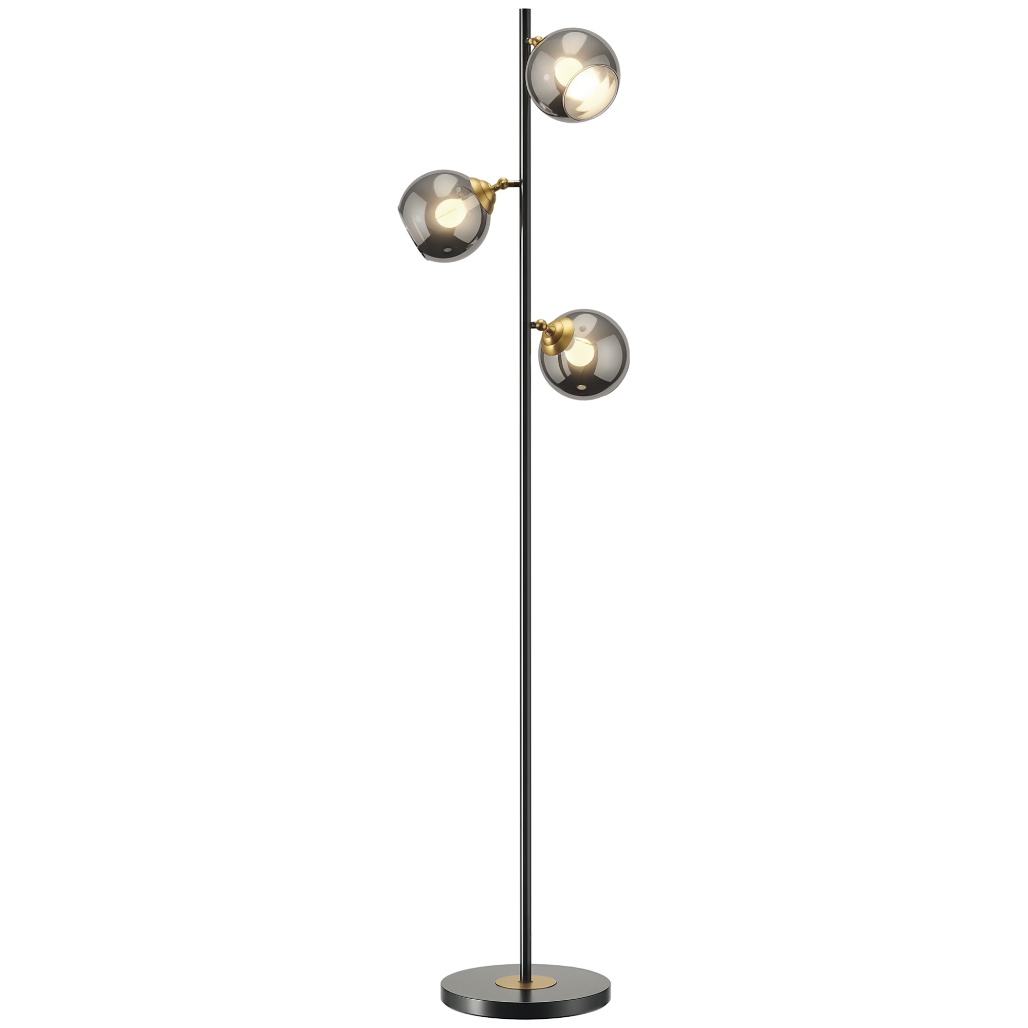 Stehlampe, 3 Kugelschirme, Ø 36 X 162 Cm, Schwarz