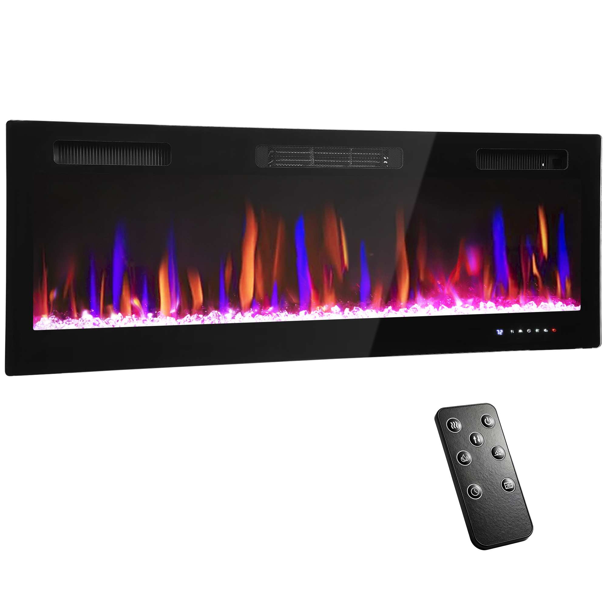 Wand-elektrokamin 1800 W, 127 X 9,4 X 47 Cm, Schwarz
