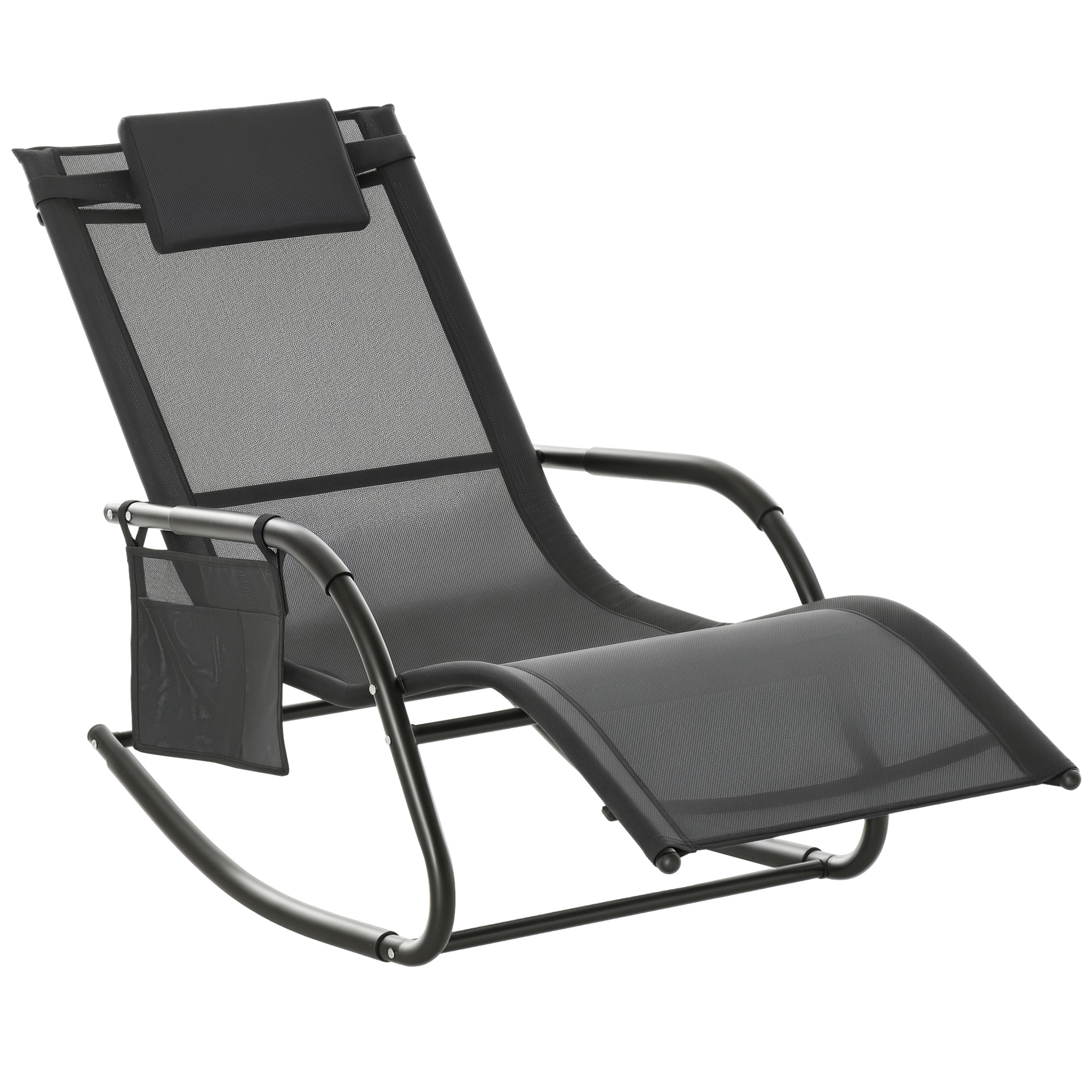 Garten-schaukelstuhl, Atmungsaktive Mesh-sitzfläche, 150 X 62 X 88 Cm, Schwarz