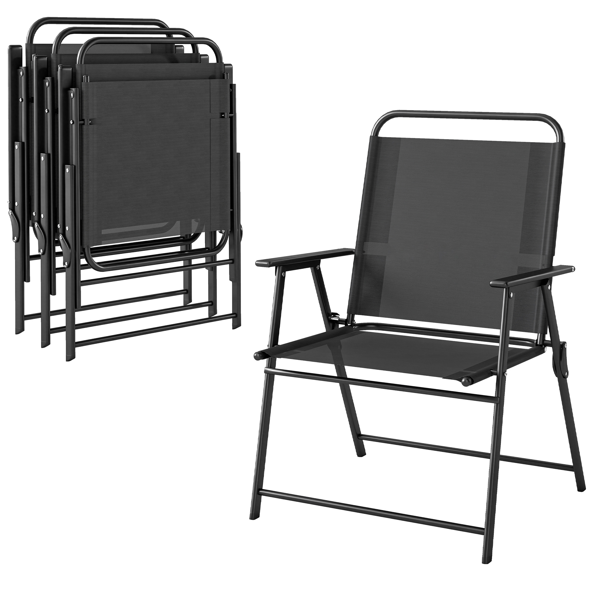Gartenstuhl, Klappbar, 65 X 60 X 94 Cm, Schwarz