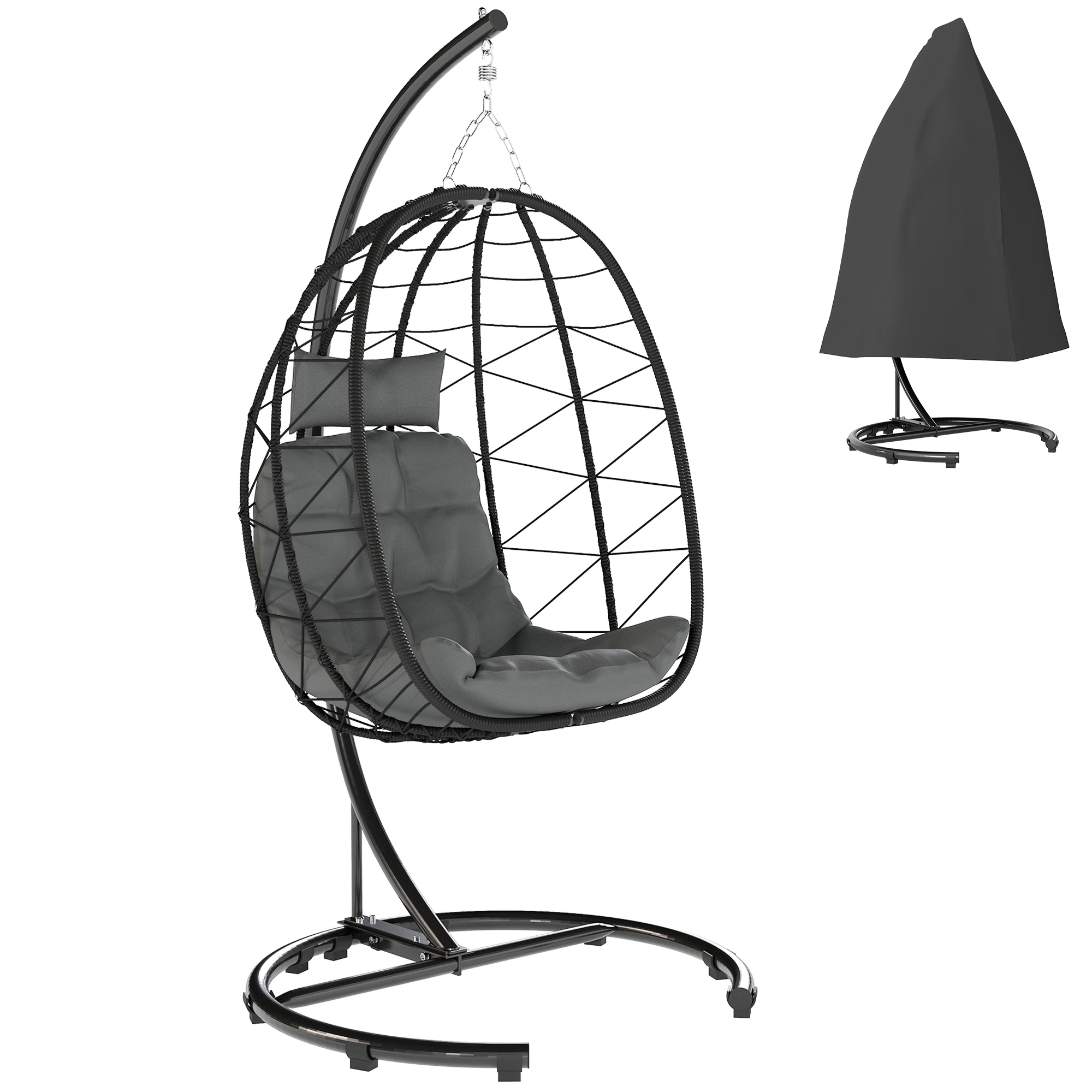 Gartensessel, Komfortable Und Umhüllende Sitzfläche, 102 X 102 X 195 Cm, Schwarz