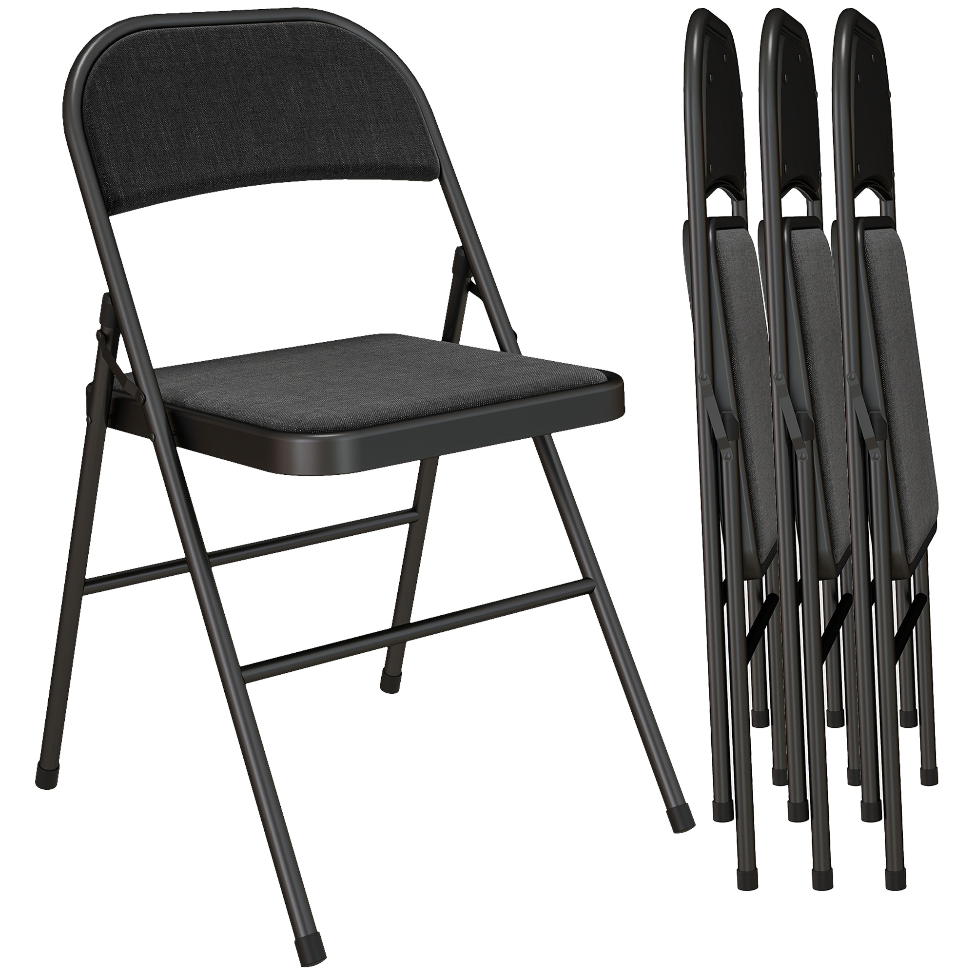Klappstuhl, Aus Leinen, 4er-set, 46 X 45 X 78 Cm, Schwarz