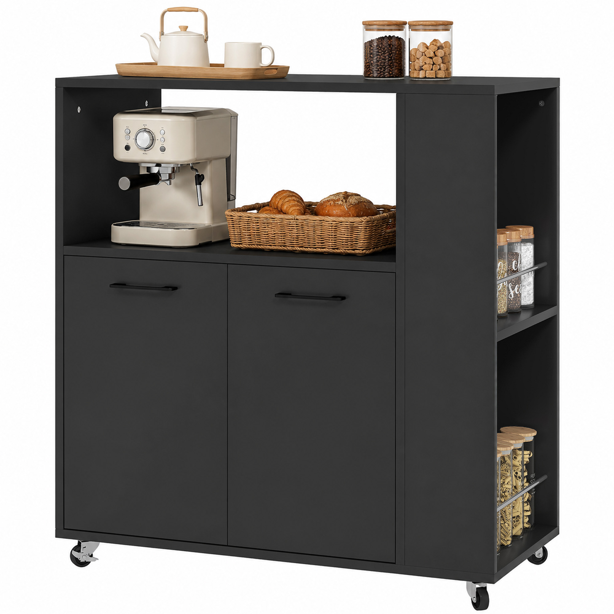 Mobiler Küchenwagen Mit Stauraum, 75 X 40 X 80,5 Cm, Schwarz