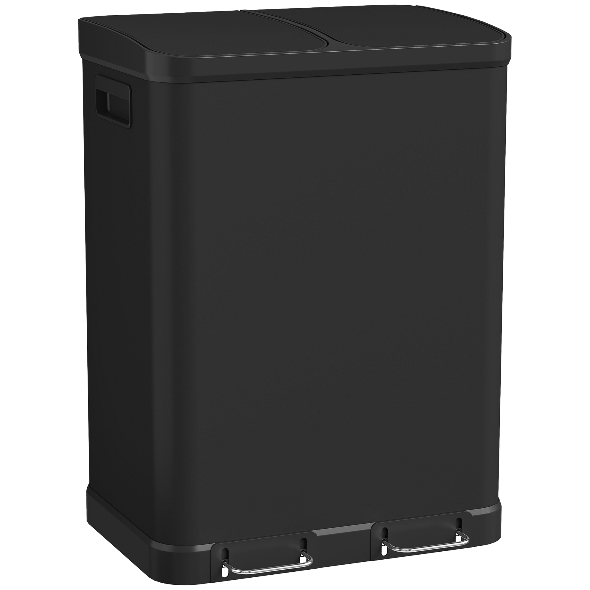 Tretmülleimer 2 X 30 L, Edelstahl, 48,8 X 39,5 X 67 Cm, Schwarz