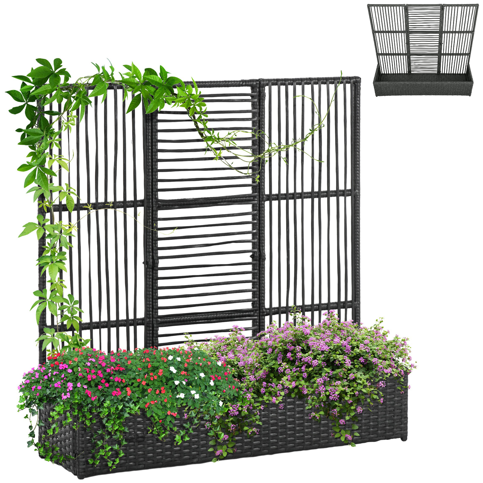 Blumenkasten, Für Pflanzen, 103 X 29 X 103 Cm, Schwarz