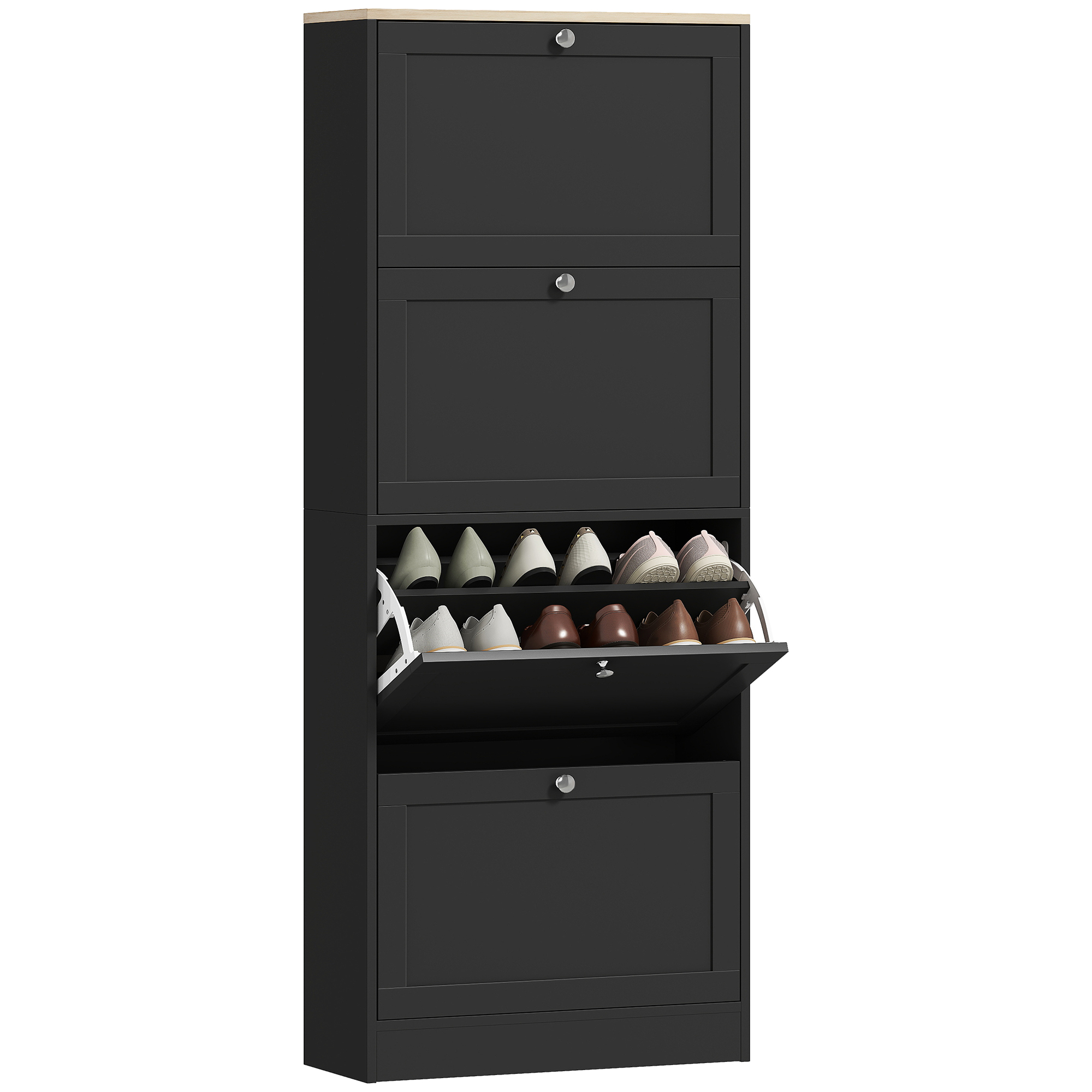 Schuhschrank, Verstellbar, 60 X 23,5 X 153,3 Cm, Schwarz