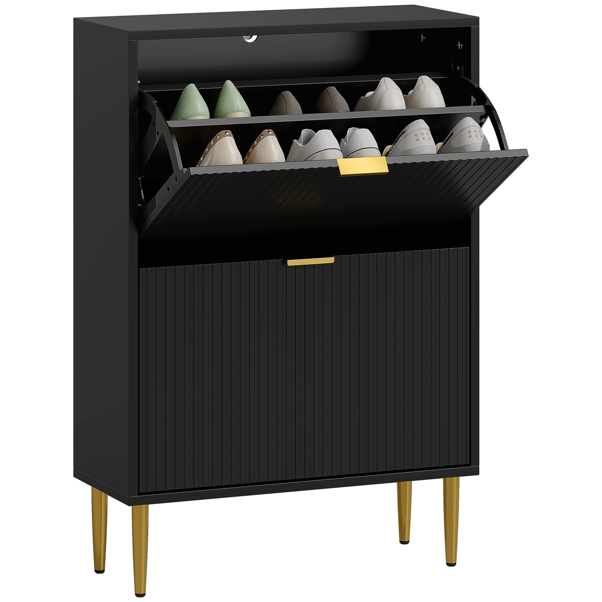Schuhschrank, Verstellbar, 60 X 24 X 91,5 Cm, Schwarz