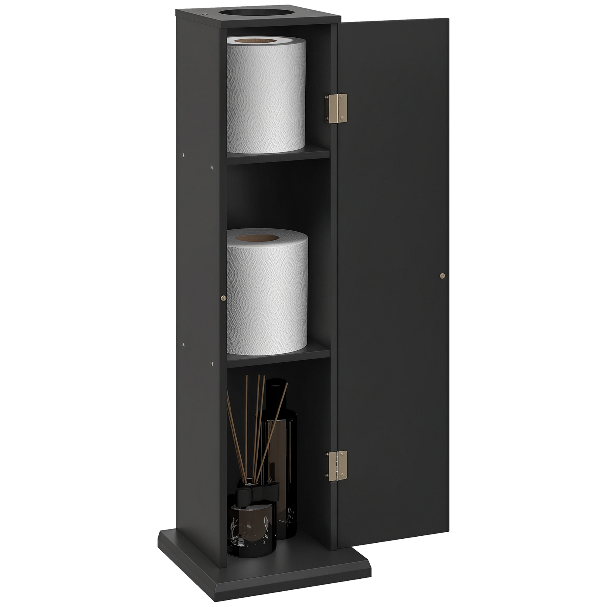 Toilettenpapierhalter, 3 Ebenen, 19,5 X 19,5 X 65 Cm, Schwarz