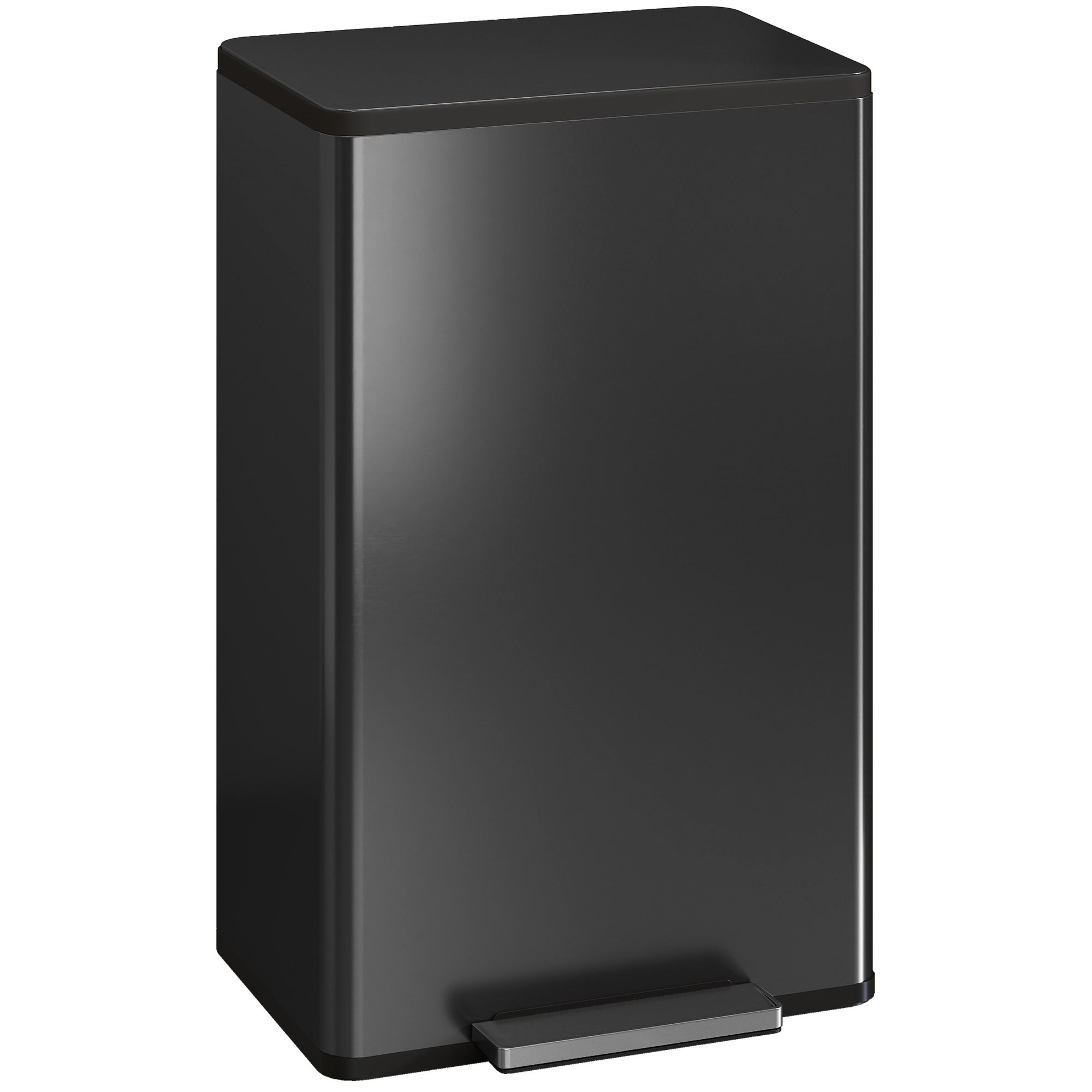 Tretmülleimer Mit Deckel, 45 L, 42,5 X 35 X 68 Cm, Schwarz