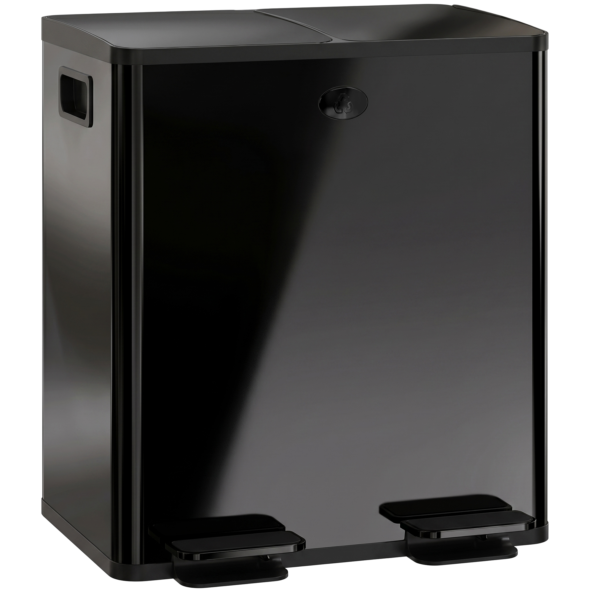 Doppel-mülleimer Für Die Mülltrennung, 2 X 20 L, 45,8 X 36 X 51,6 Cm, Schwarz
