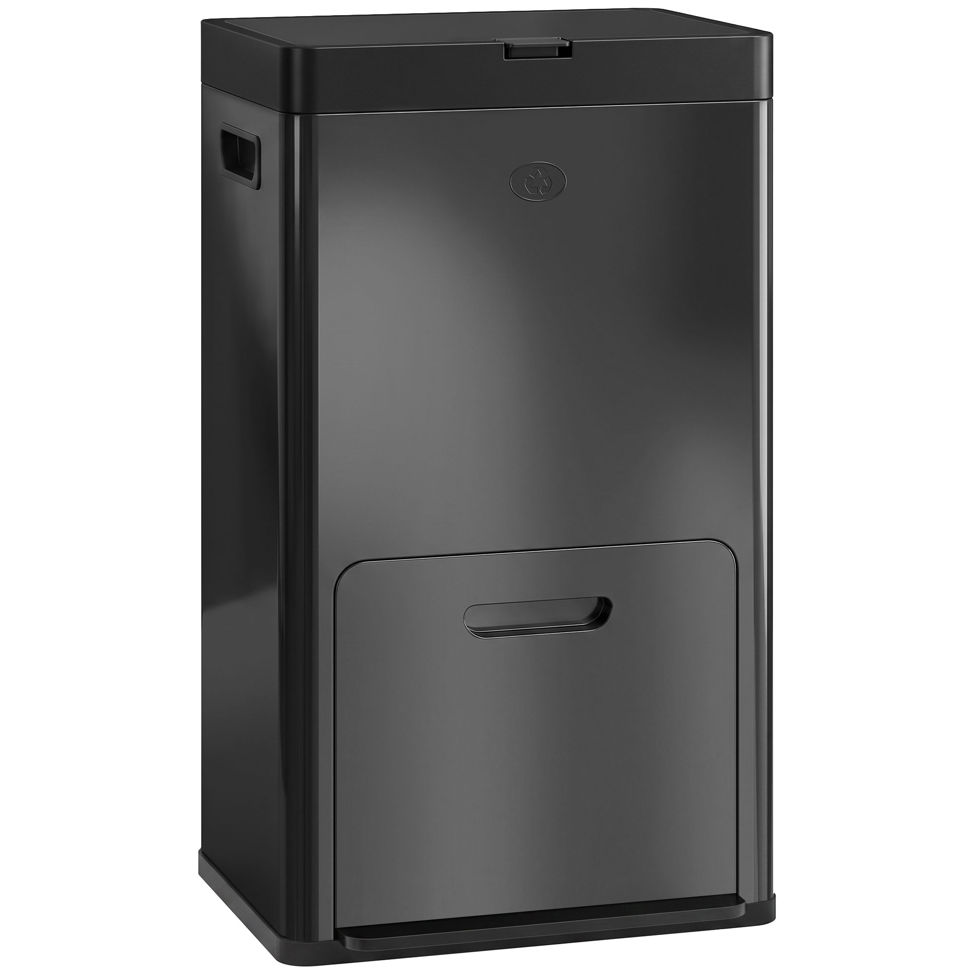 Doppel-mülleimer Für Die Mülltrennung, 56 L, 45,7 X 35,8 X 76 Cm, Schwarz