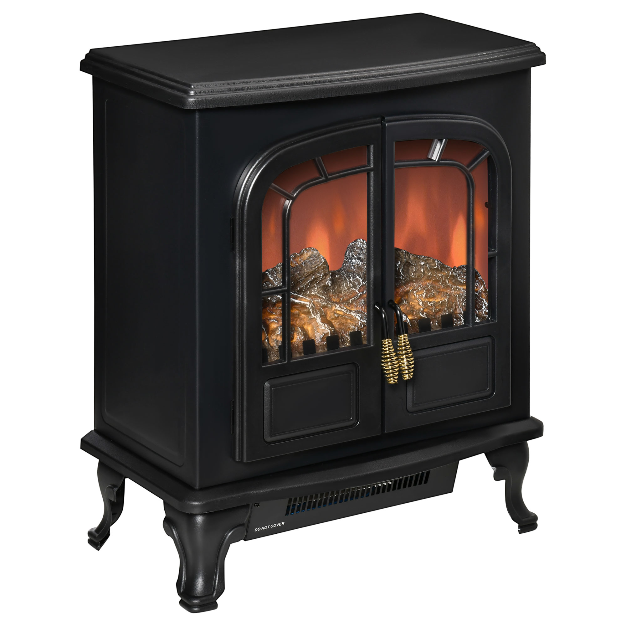 Elektrischer Kamin Neo-retro-stil, 2 Türen, 51 X 28 X 60 Cm, Schwarz