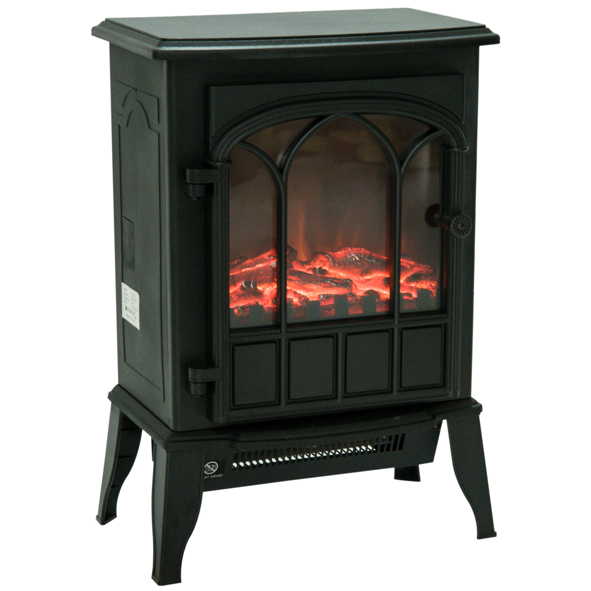 Elektrischer Kamin Mit Ständer, 2000 W, Led-flammeffekt, 39 X 23 X 56,5 Cm, Schwarz