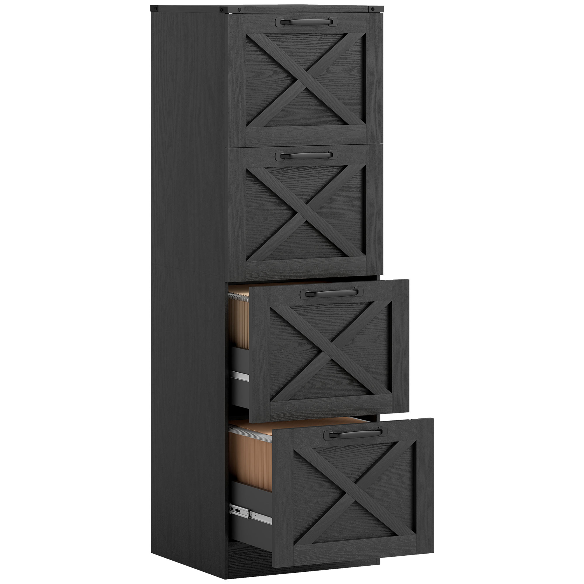 Schreibtischcontainer, Mit Rollen, 40 X 40 X 131 Cm, Schwarz