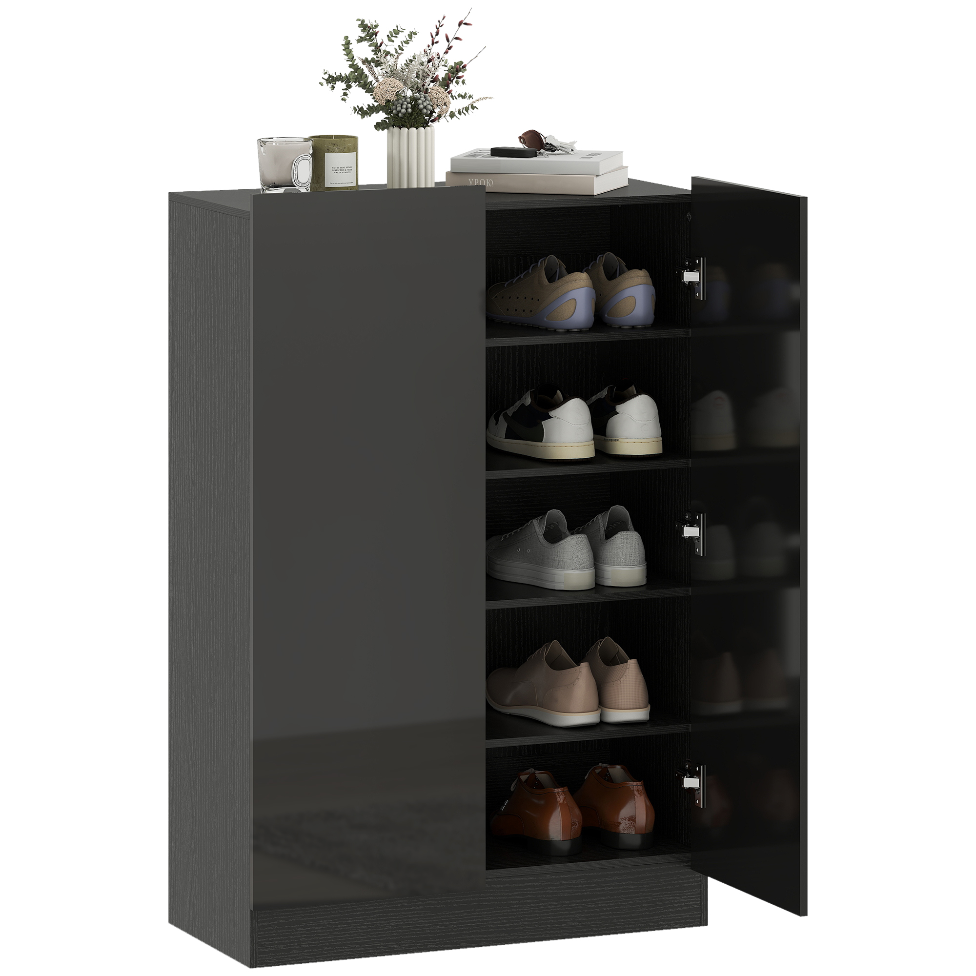Schuhschrank, Klappschubladen, 72 X 34,5 X 103 Cm, Schwarz