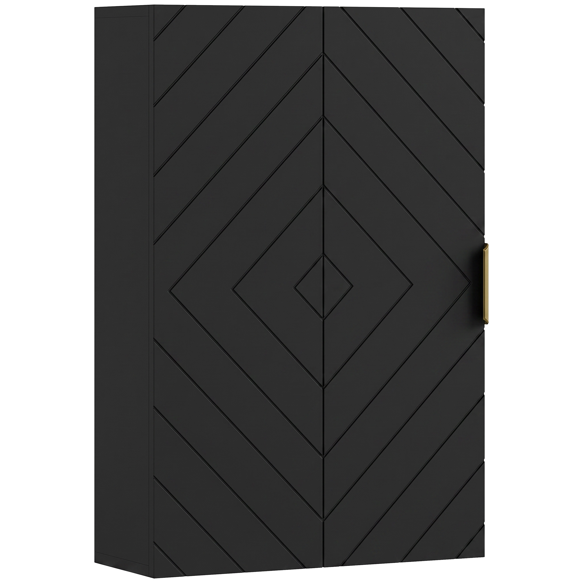 Medizinschrank, Türen Und Regale, 40 X 15 X 60 Cm, Schwarz