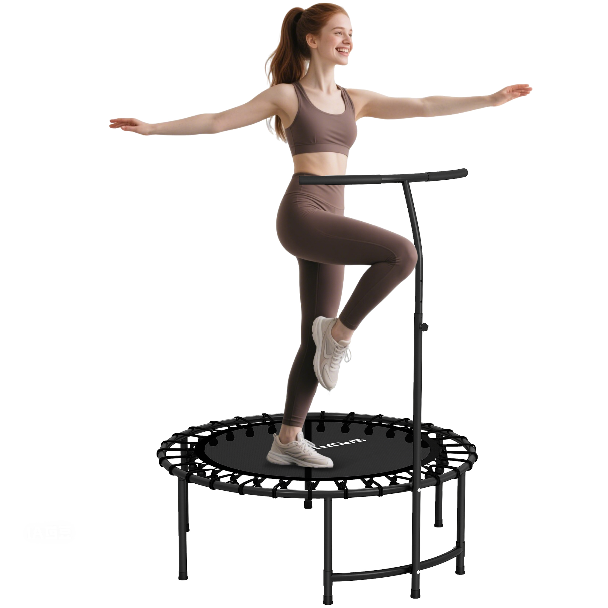 Fitness-trampolin, Verstellbarer Griff, 102 X 102 X 132 Cm, Schwarz
