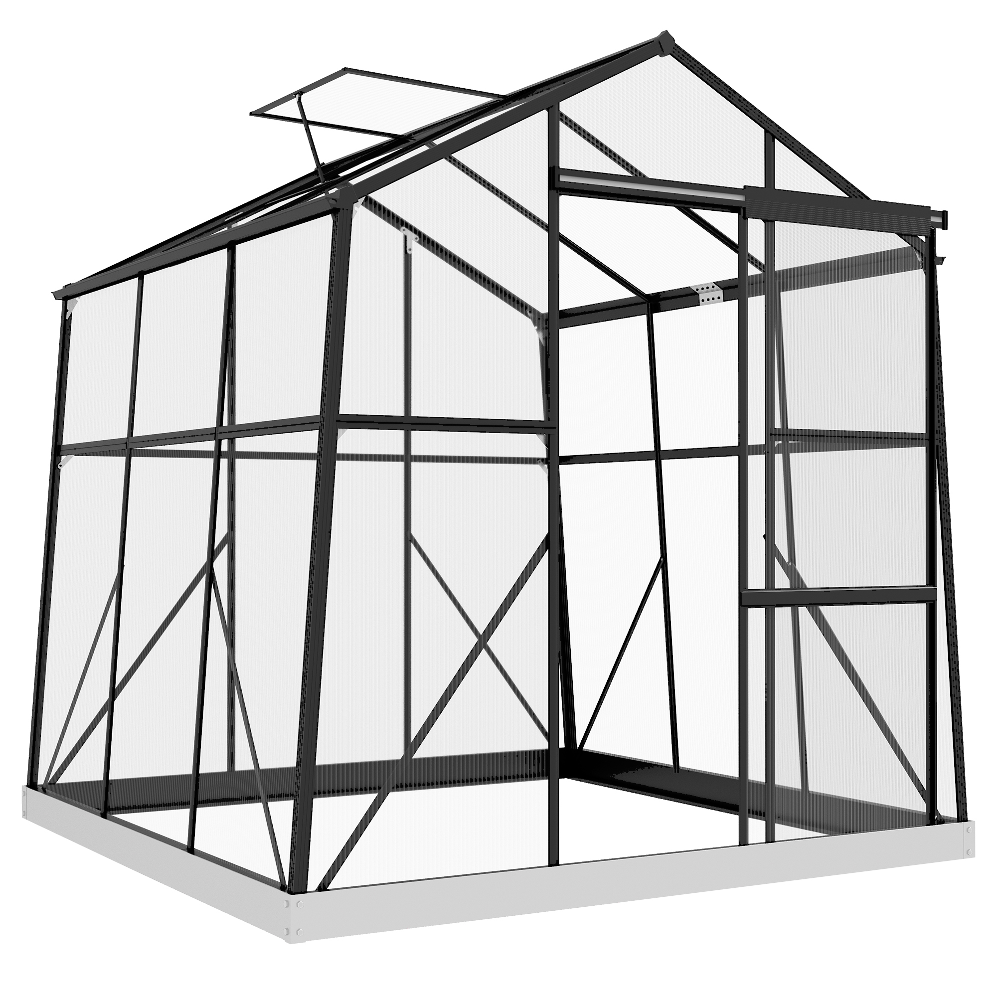 Gewächshaus, Mit Rolltor, 192 X 192 X 204 Cm, Schwarz