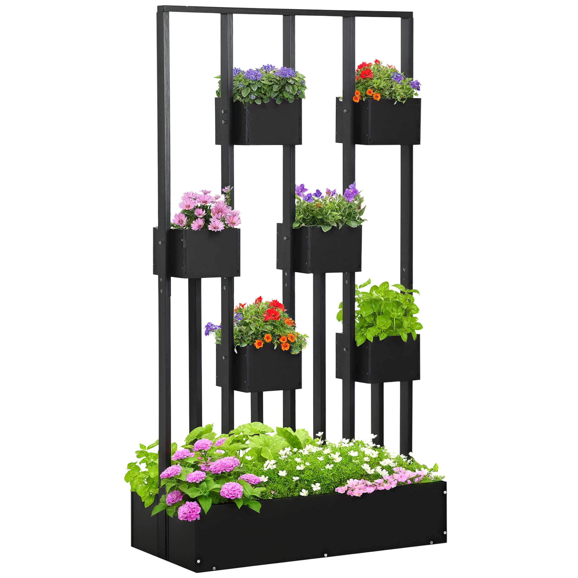 Hochbeet, Ohne Boden Für Optimale Drainage, 90 X 45 X 170 Cm, Schwarz