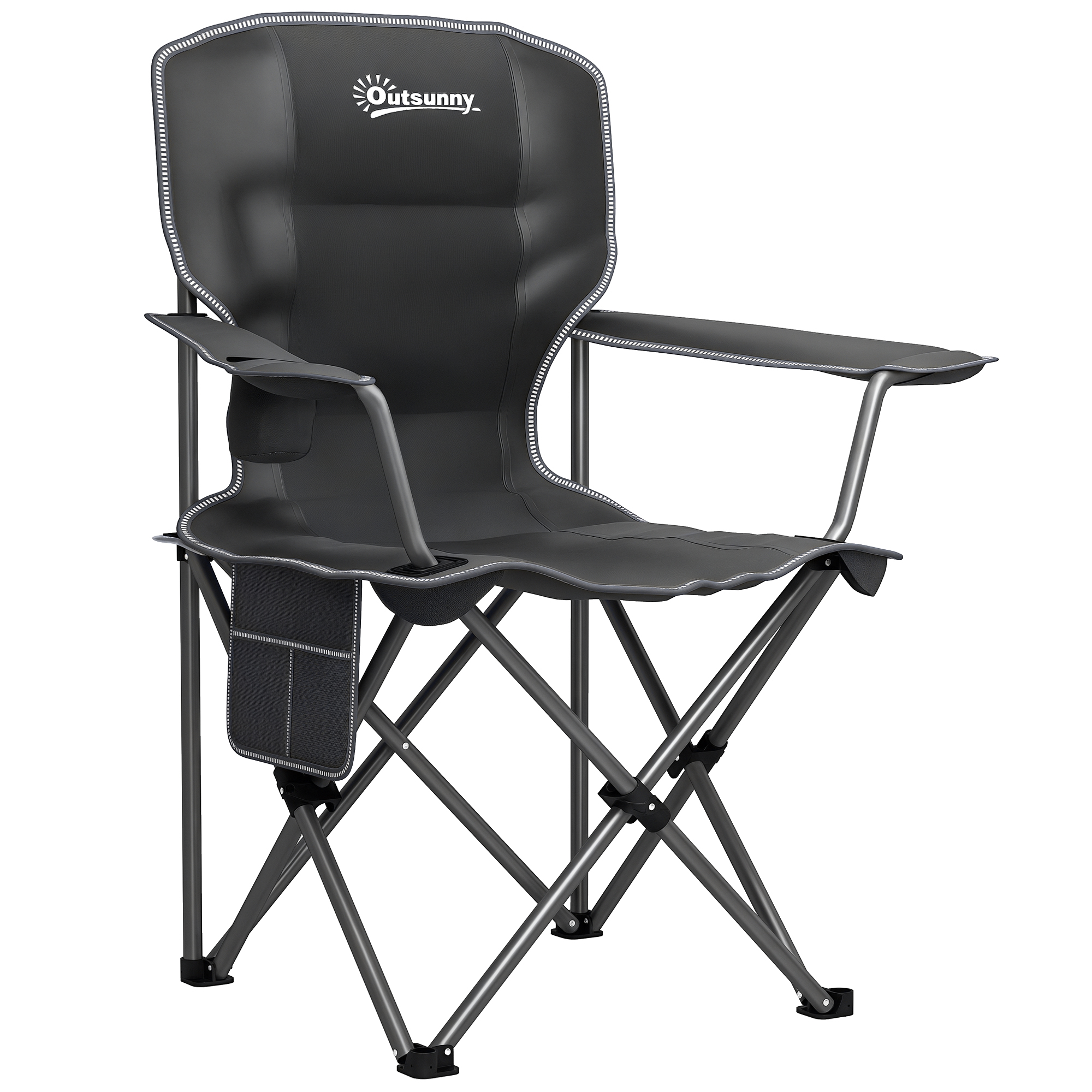 Klappbarer Campingstuhl, 94 X 62 X 110 Cm, Massagenoppen, Schwarz