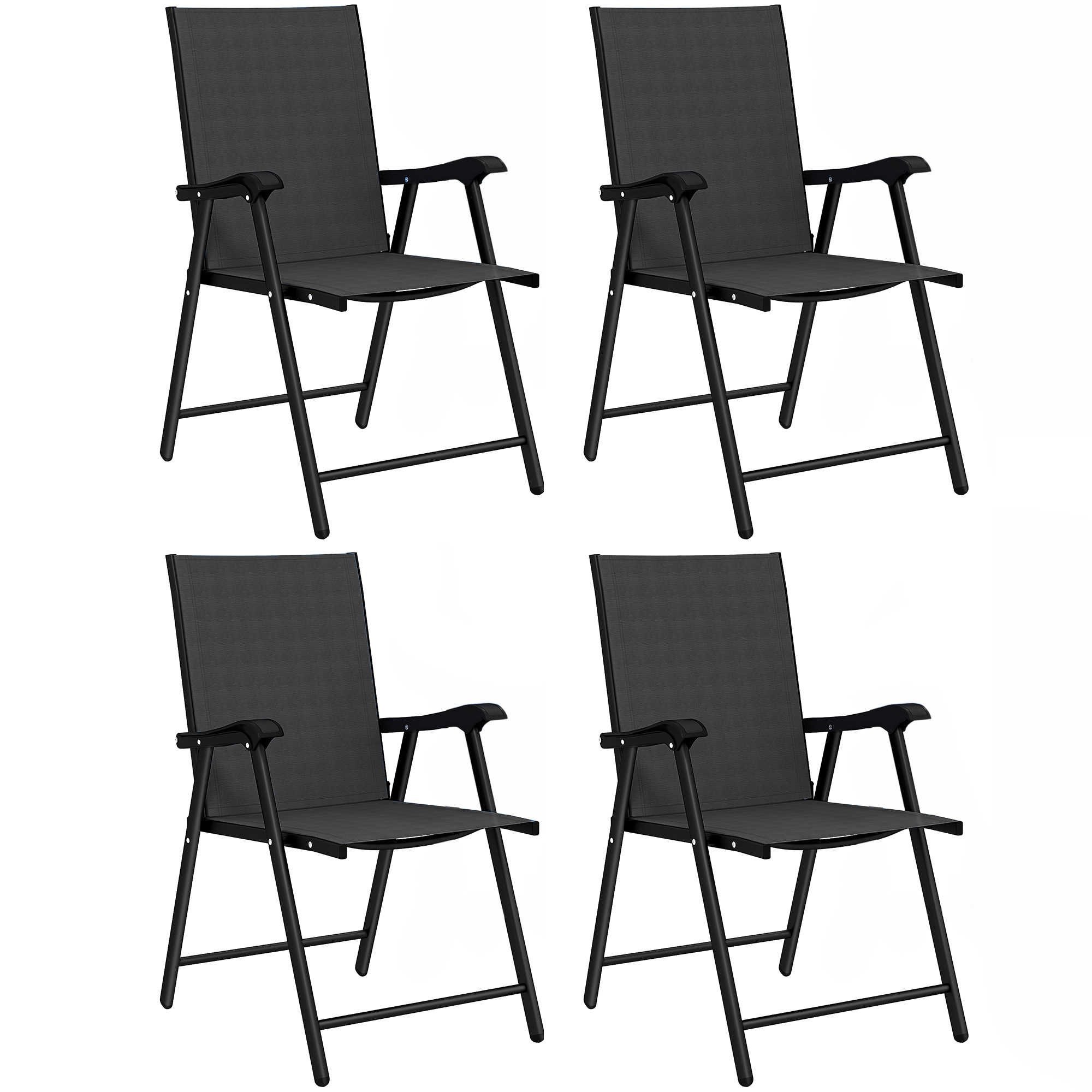 Set Aus 4 Klappbaren Gartenstühlen, Ohne Montage, 62 X 58 X 97 Cm, Schwarz