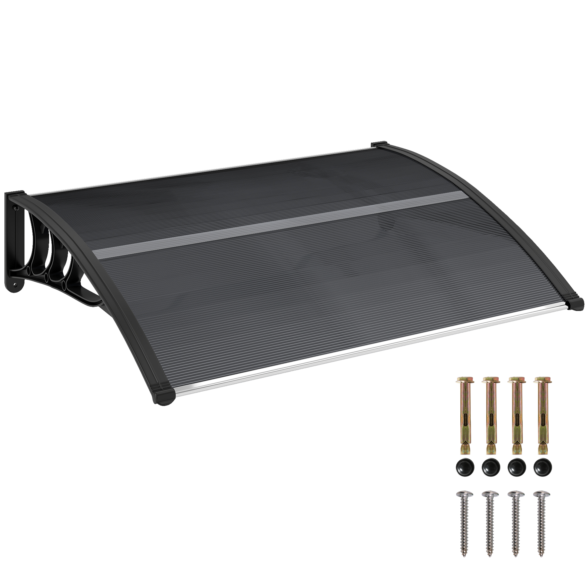 Vordach Für Haustür, Polycarbonat-platten, 100 X 75 X 23 Cm, Schwarz