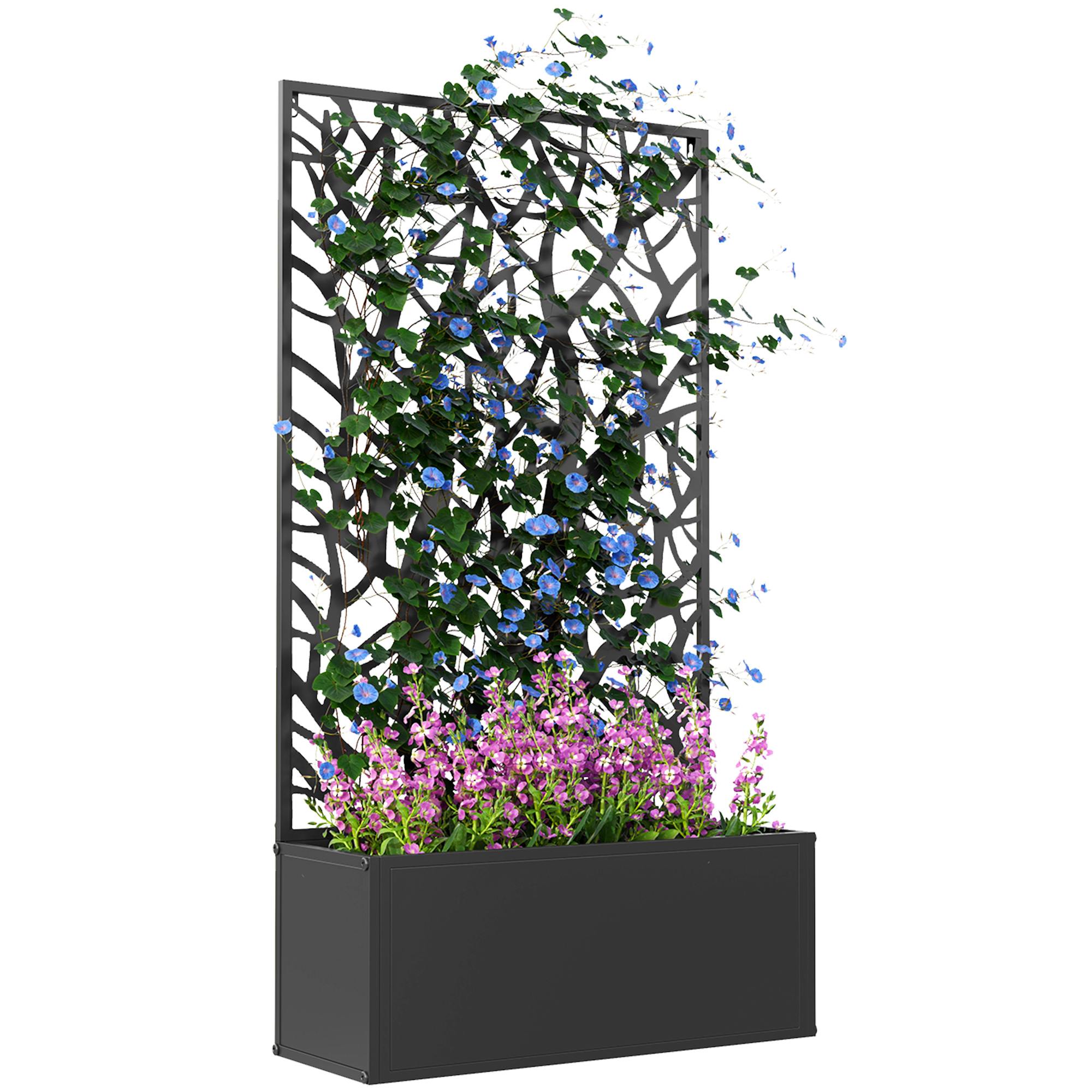 Blumenkasten Mit Rankgitter, Für Kletterpflanzen, 61 X 23 X 113 Cm, Schwarz