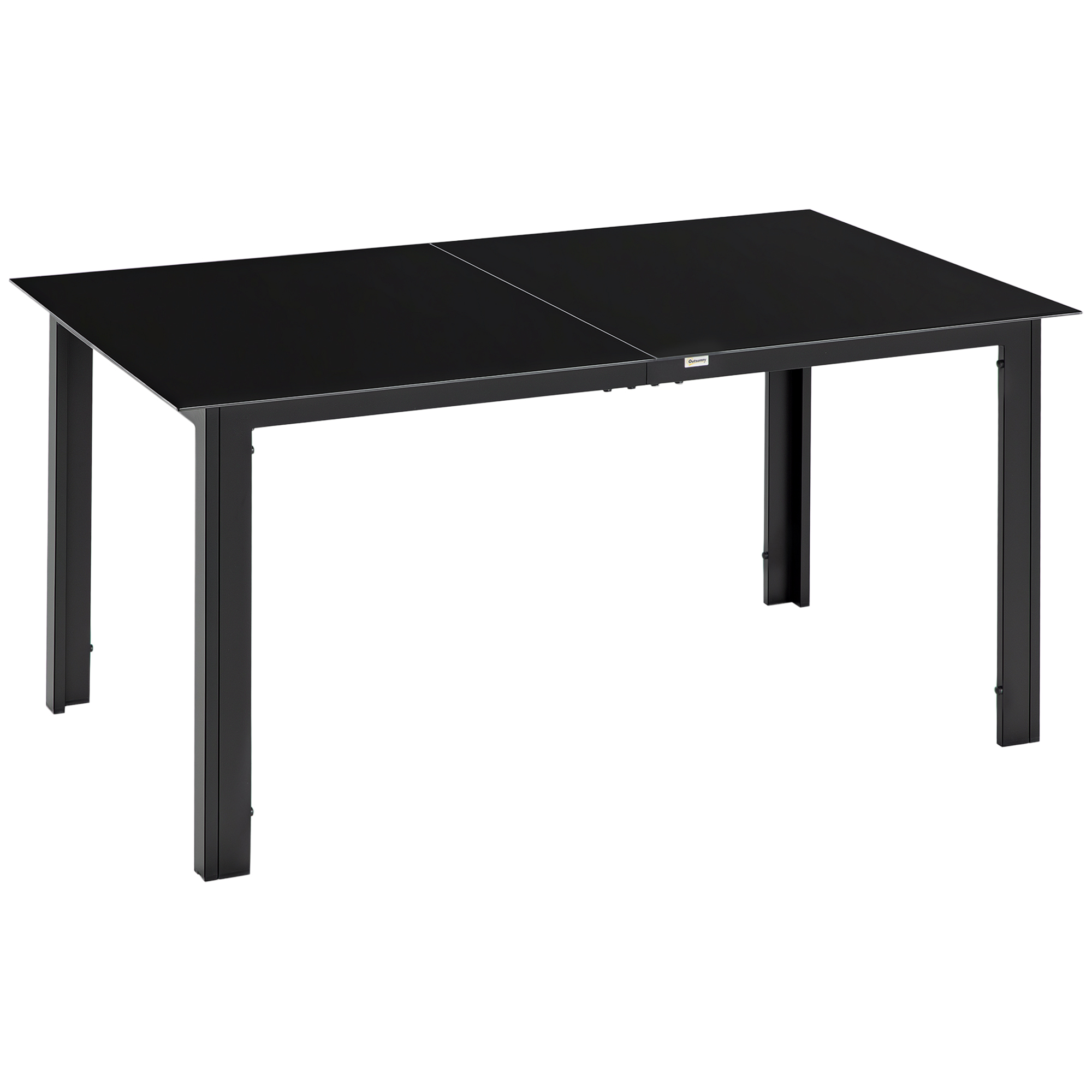 Gartentisch 6 Personen, Ablagefläche Aus Sicherheitsglas, 150 X 90 X 74 Cm, Schwarz
