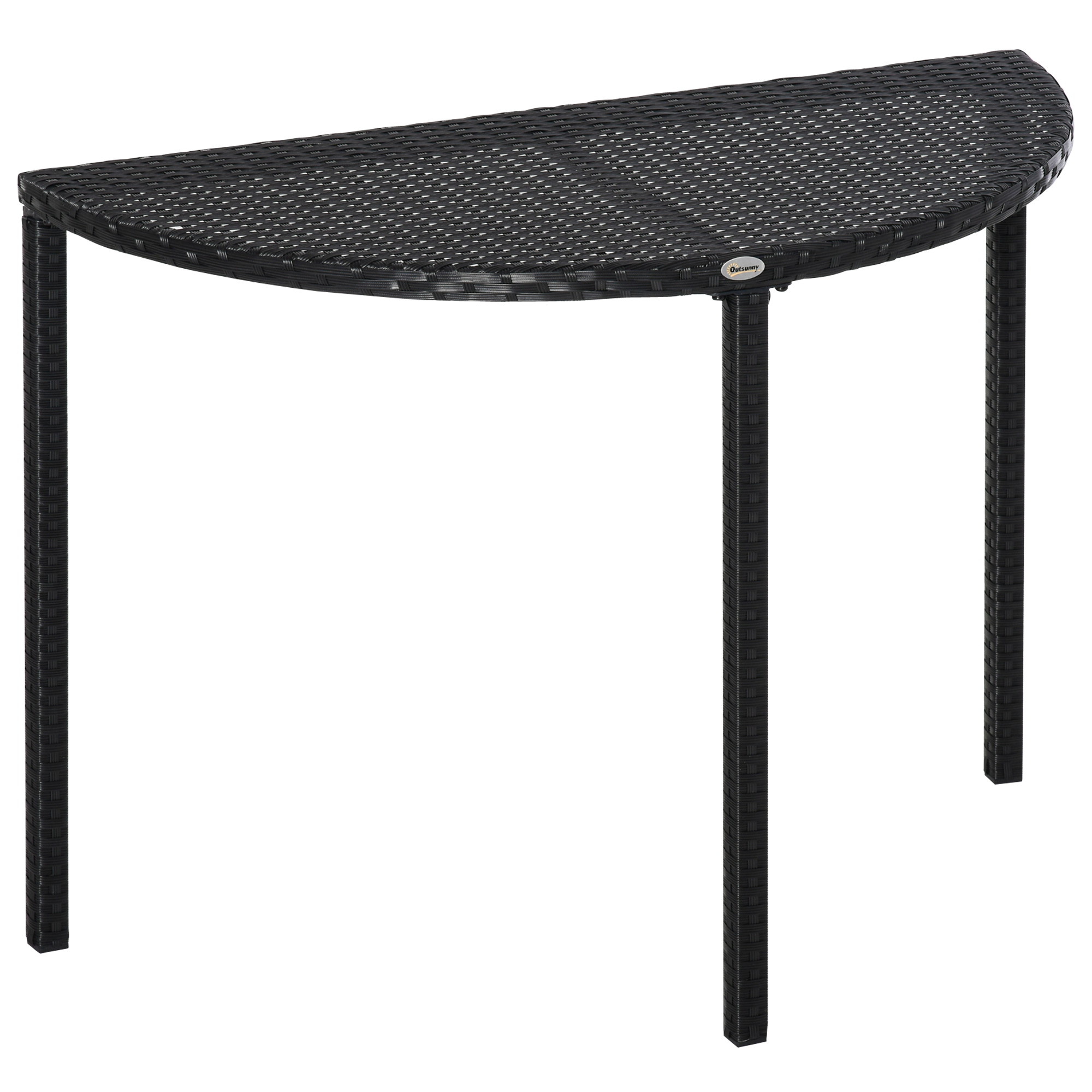 Halbmond-gartentisch, Aus Polyrattan, 100 X 50 X 74 Cm, Schwarz