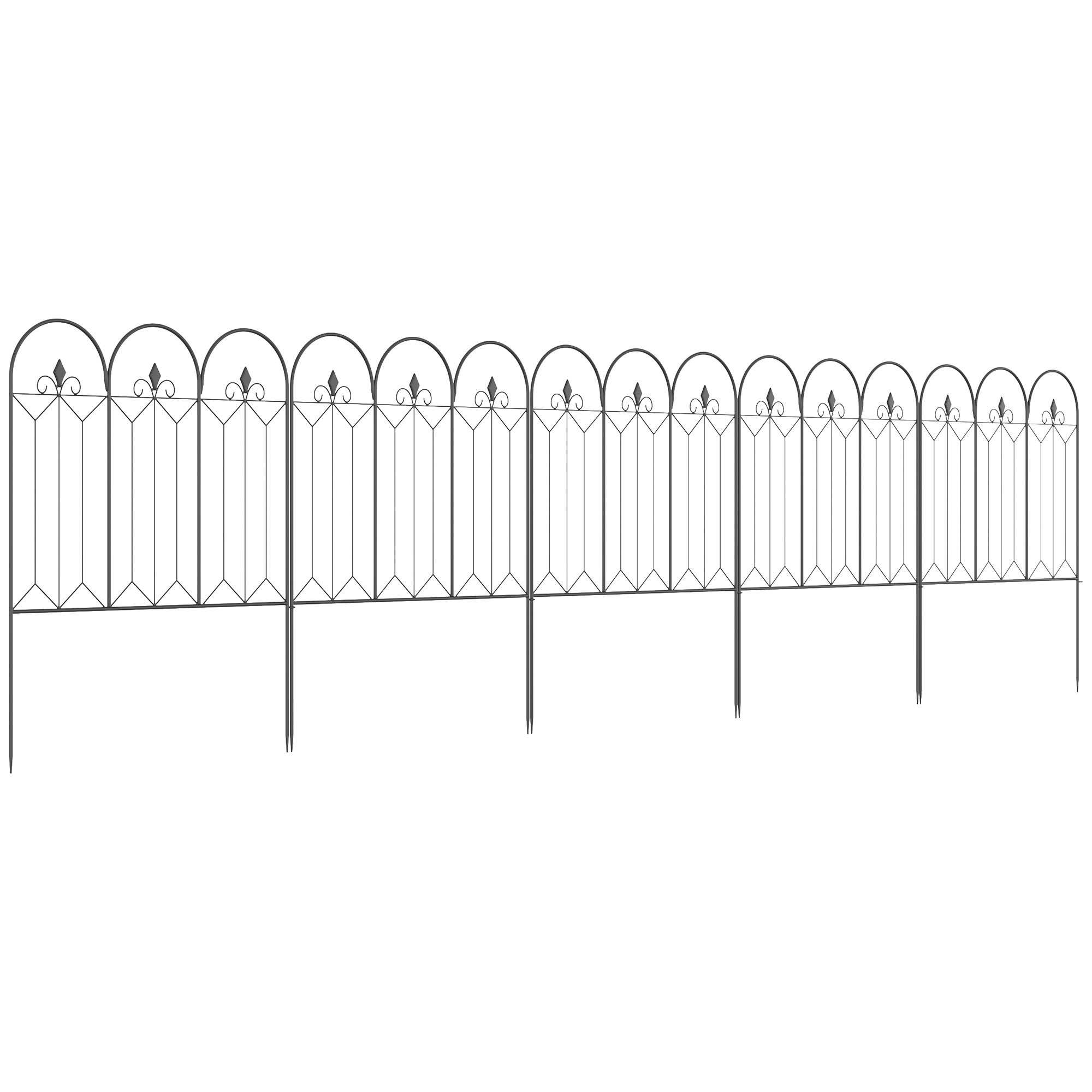 Set Aus 5 Gartenzäunen, Dekorativ, 305 X 1 X 79,5 Cm, Schwarz
