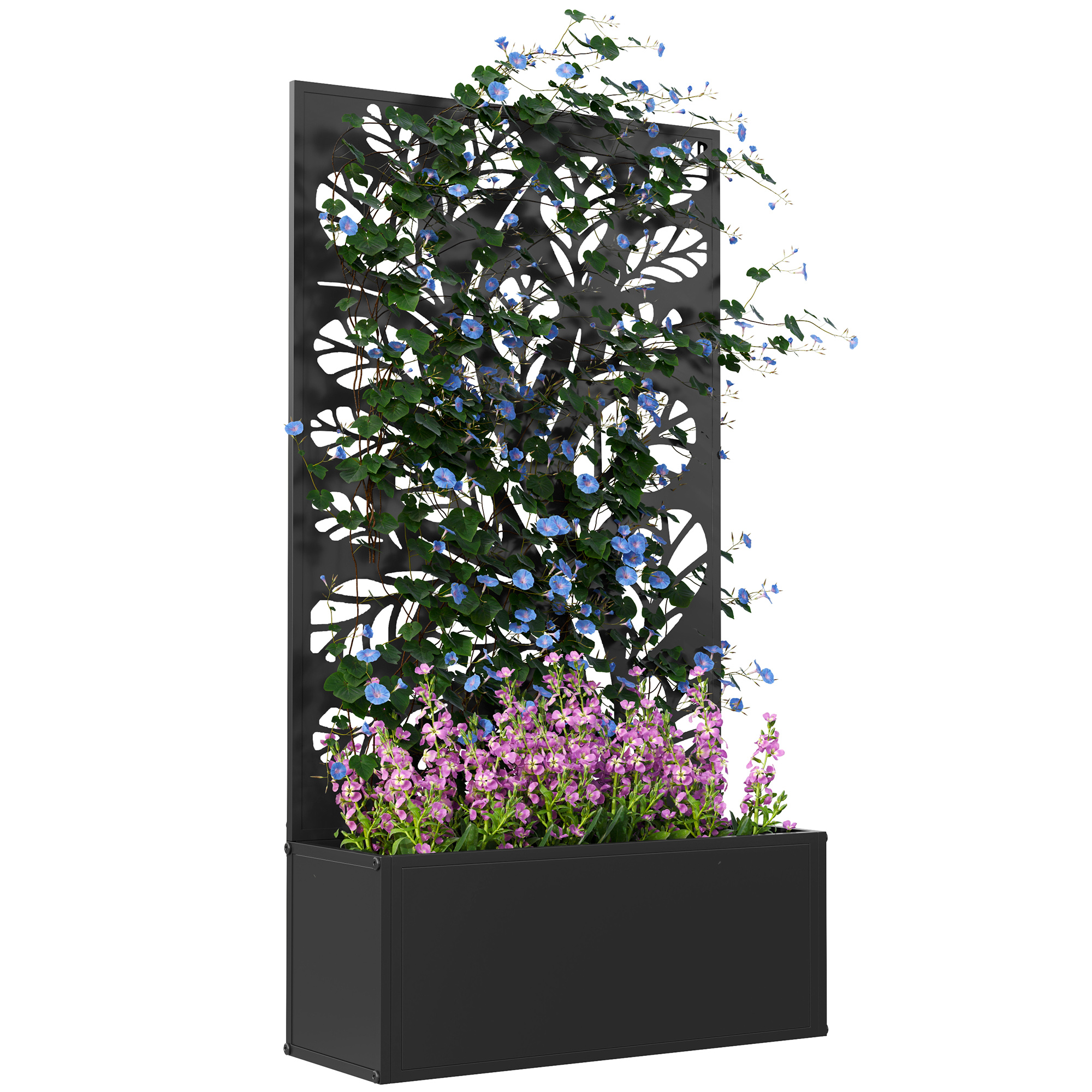 Pflanzkübel Mit Sichtschutz, Für Kletterpflanzen, 61 X 23 X 113 Cm, Schwarz