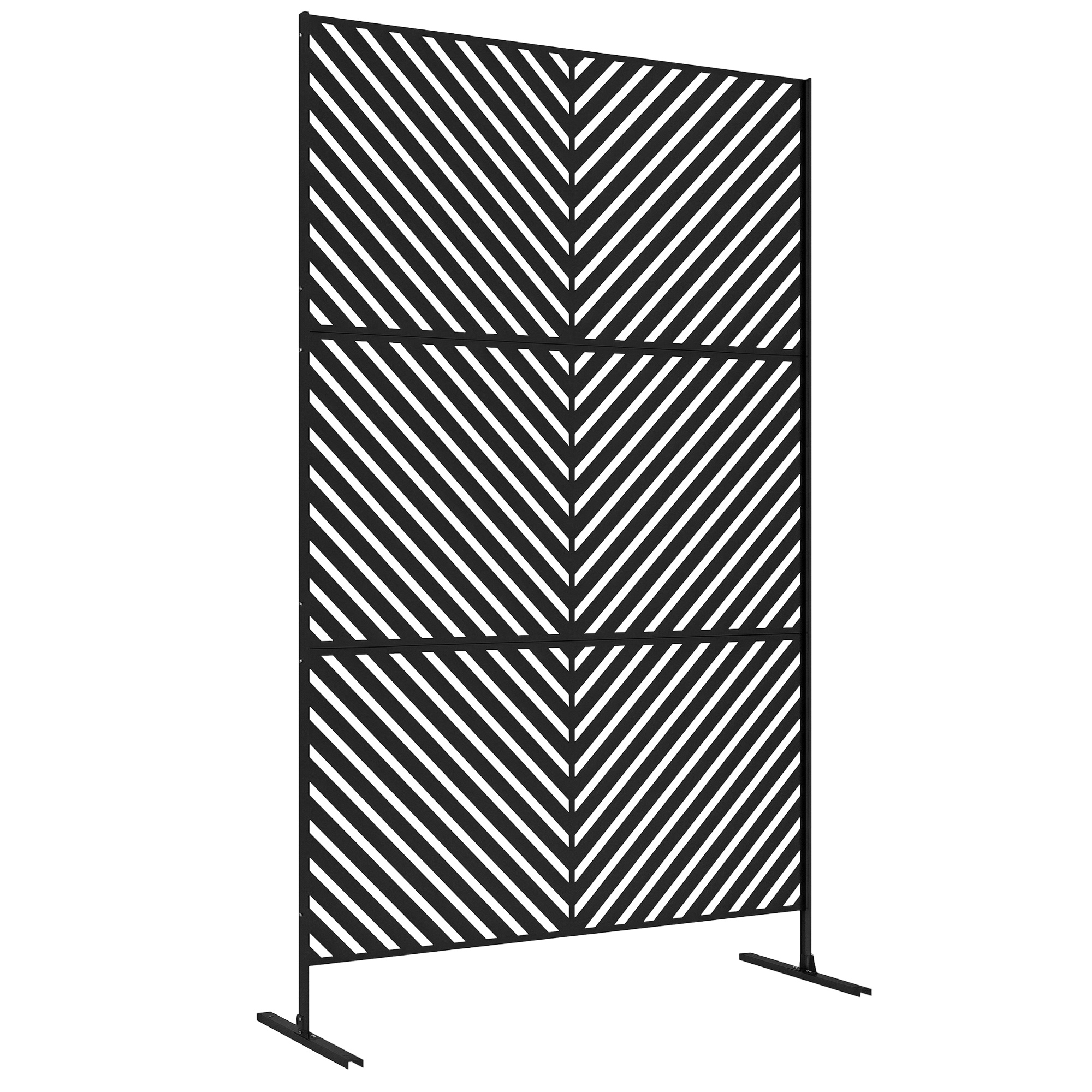 Dekoratives Sichtschutzpaneel, Geometrisches Muster, 122 X 45 X 198 Cm, Schwarz