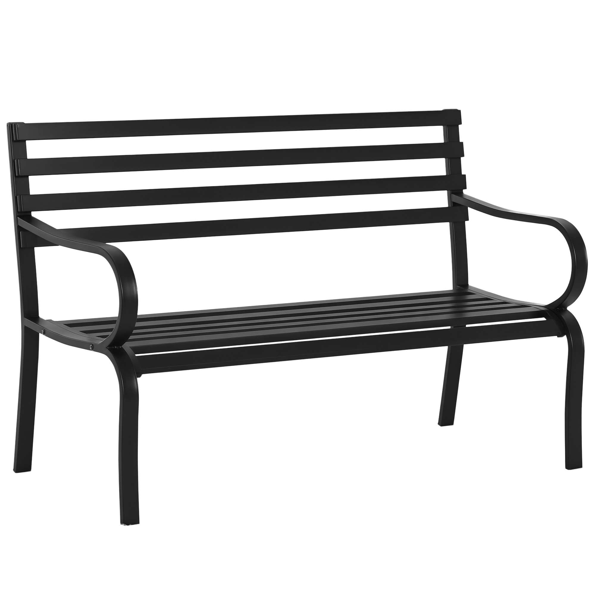Gartenbank 2 Sitzer, Zeitgenössisches Design, 127 X 58 X 82 Cm, Schwarz